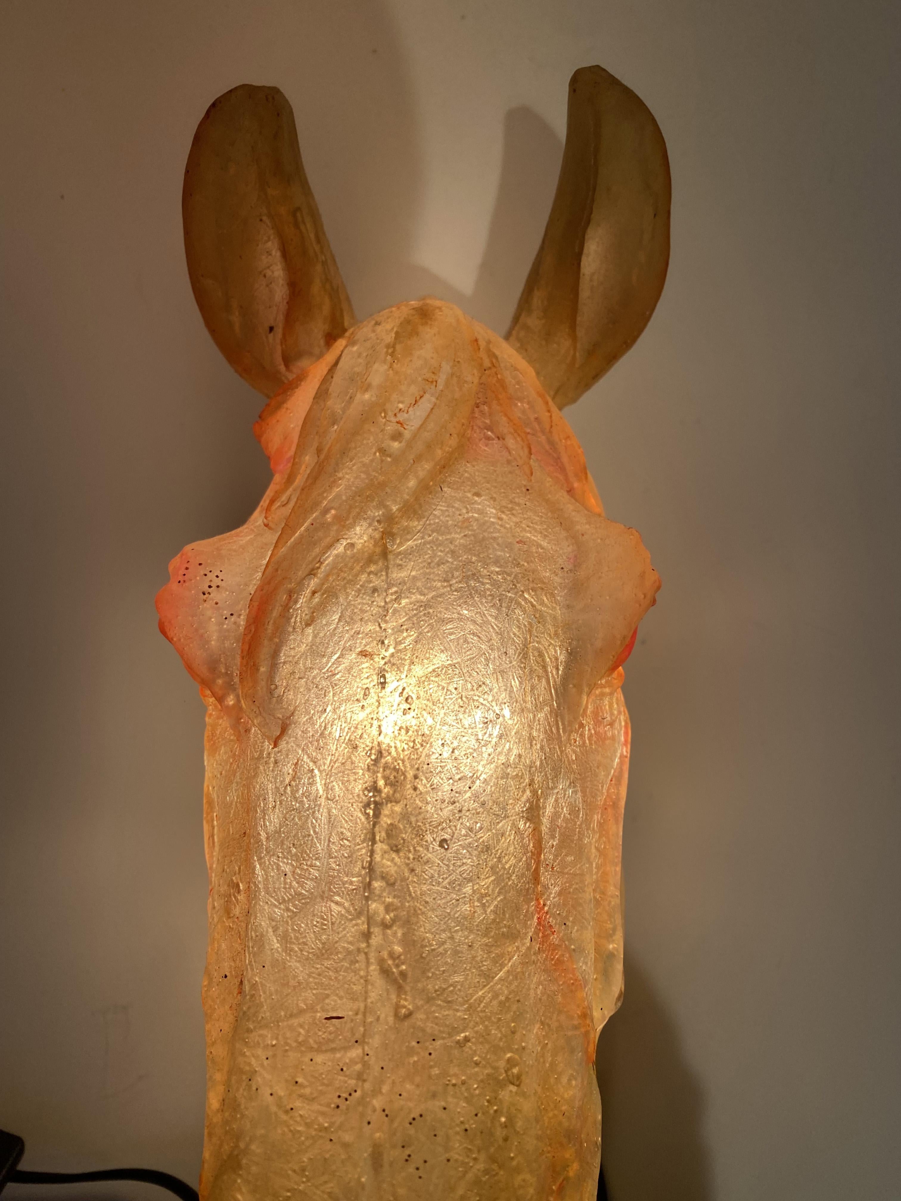 Sculptural Horse Head Wall Lamp or Sconce in fiberglass, Cazenave style, 1970s. For Sale 3