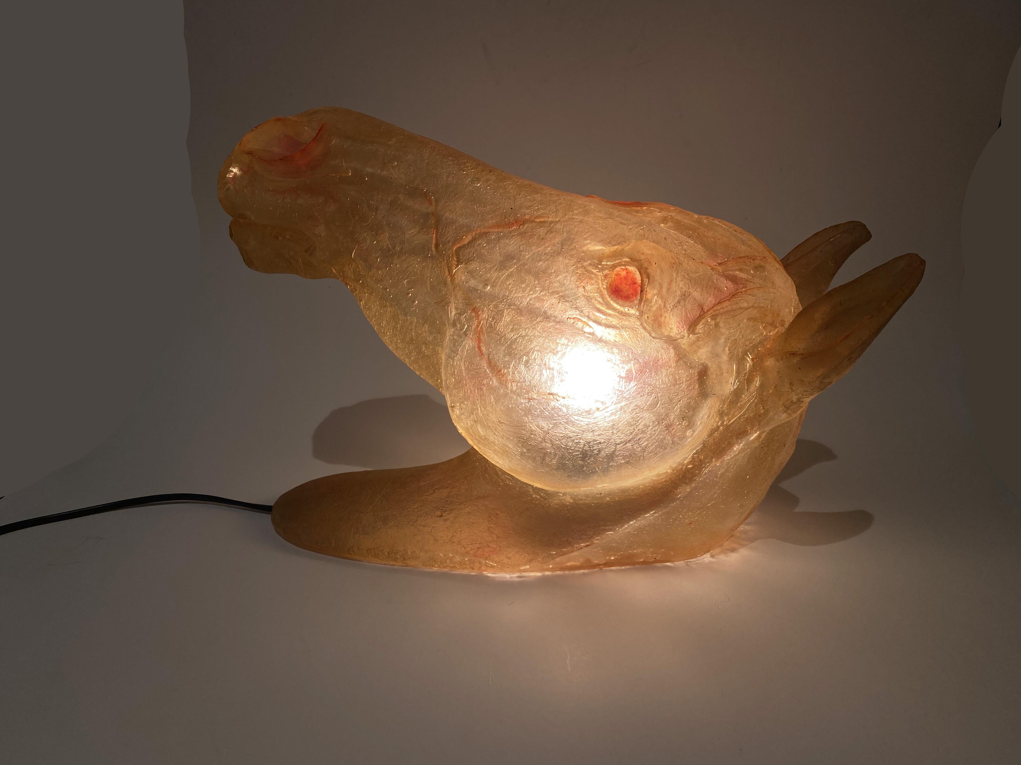 Late 20th Century Sculptural Horse Head Wall Lamp or Sconce in fiberglass, Cazenave style, 1970s. For Sale