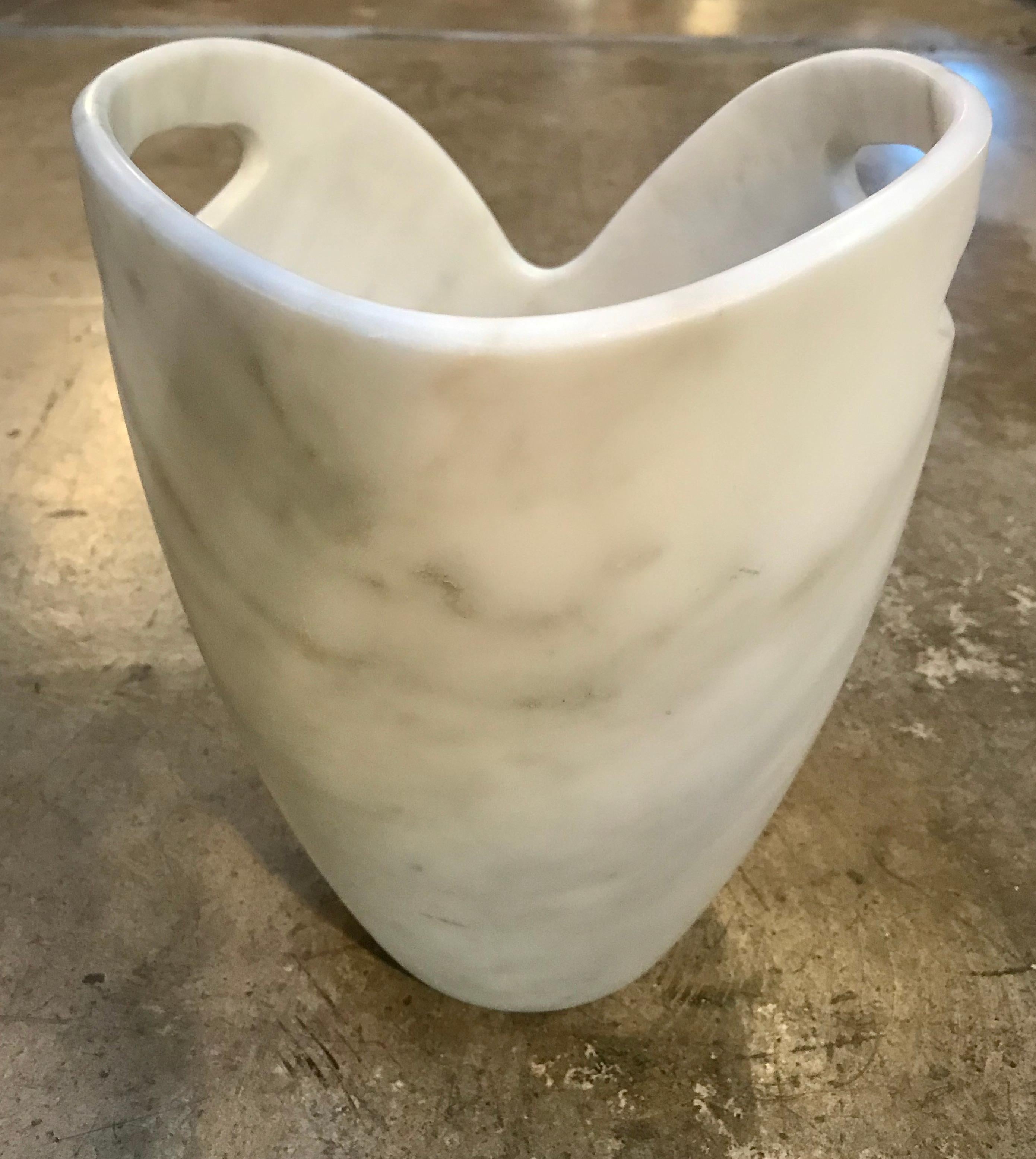Minimalist Sculptural Ice Bucket in Carrara Marble, Italy For Sale