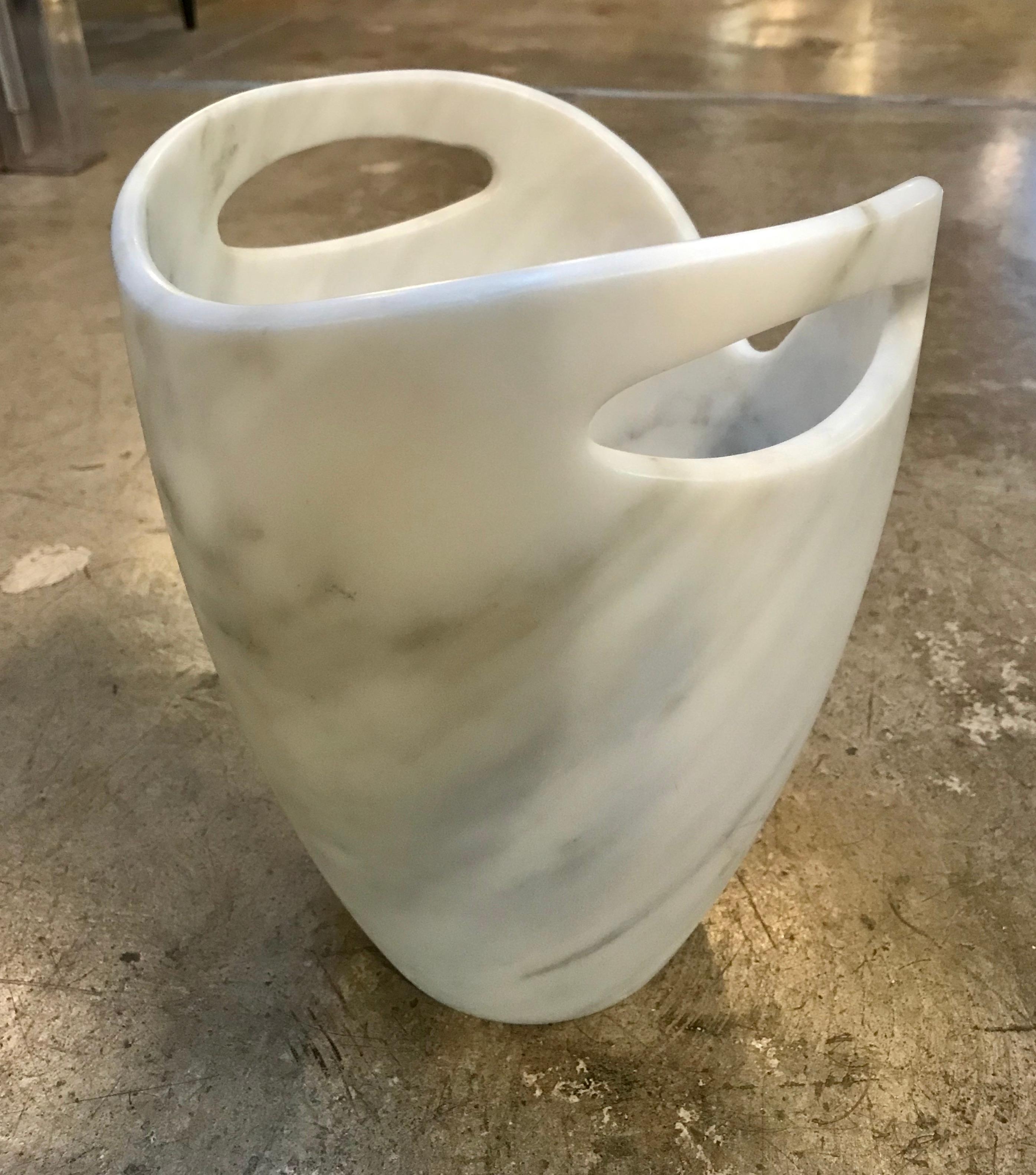 Italian Sculptural Ice Bucket in Carrara Marble, Italy For Sale