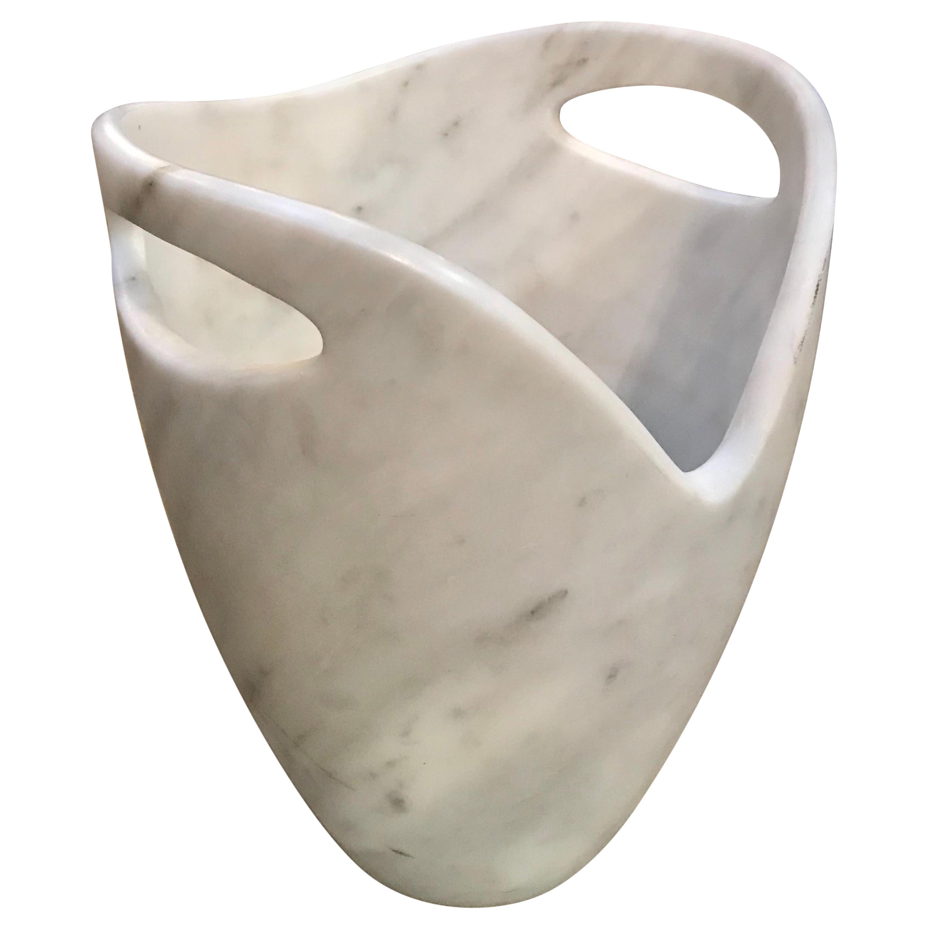 Sculptural Ice Bucket in Carrara Marble, Italy For Sale