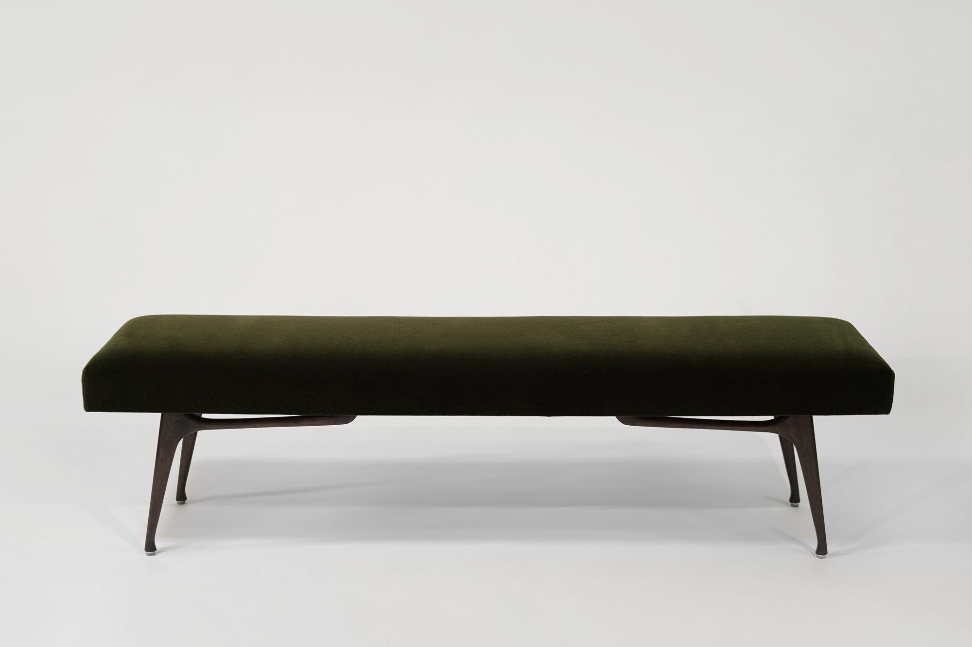 Mid-Century Modern Sculptural ICO Bench Series 72 in Dark Walnut For Sale