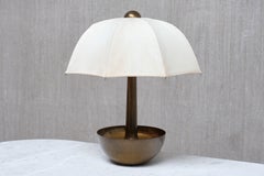 Sculptural Il Punto la Bottega Brass Table Lamp with Umbrella Shade, Italy 1970s
