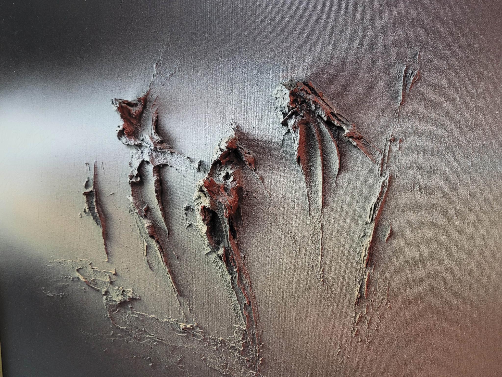 Sculptural Impasto: Set of 3 Abstract Figurative Paintings by Max Roumieu For Sale 11