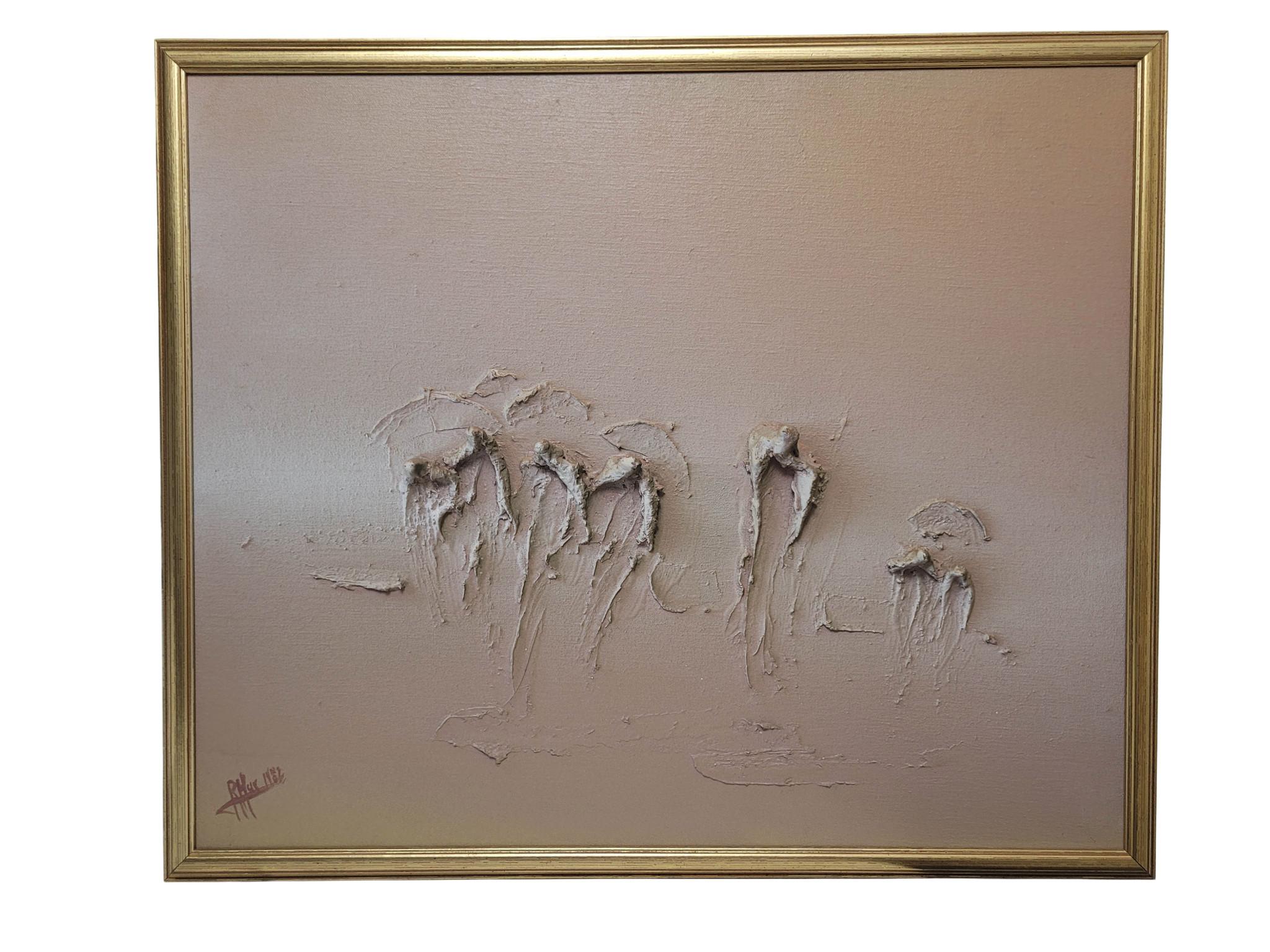 Sculptural Impasto: Set of 3 Abstract Figurative Paintings by Max Roumieu For Sale 3