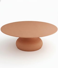 Sculptural Indoor/Outdoor Dining Table in Handcrafted Terracotta Matte Finish