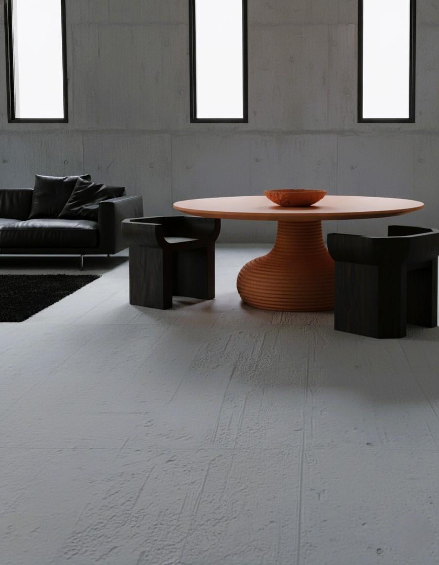 Portoghese Tavolo da pranzo scultoreo per interni/esterni in terracotta artigianale con finitura opaca in vendita