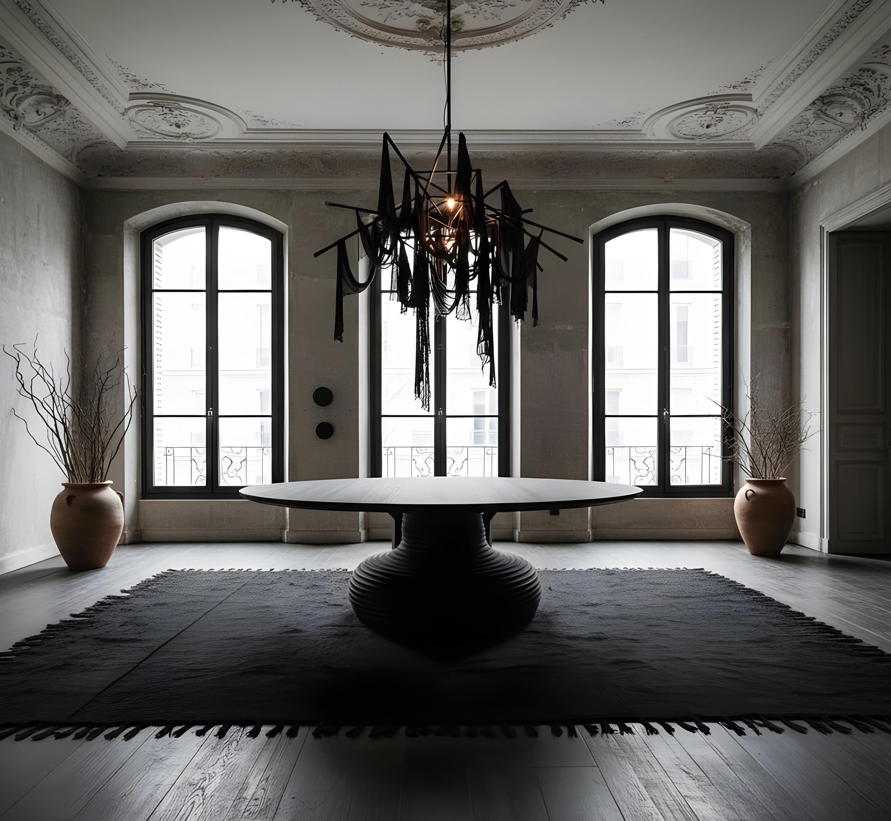 Lacca Tavolo da pranzo scultoreo per interni/esterni in terracotta artigianale con finitura opaca in vendita