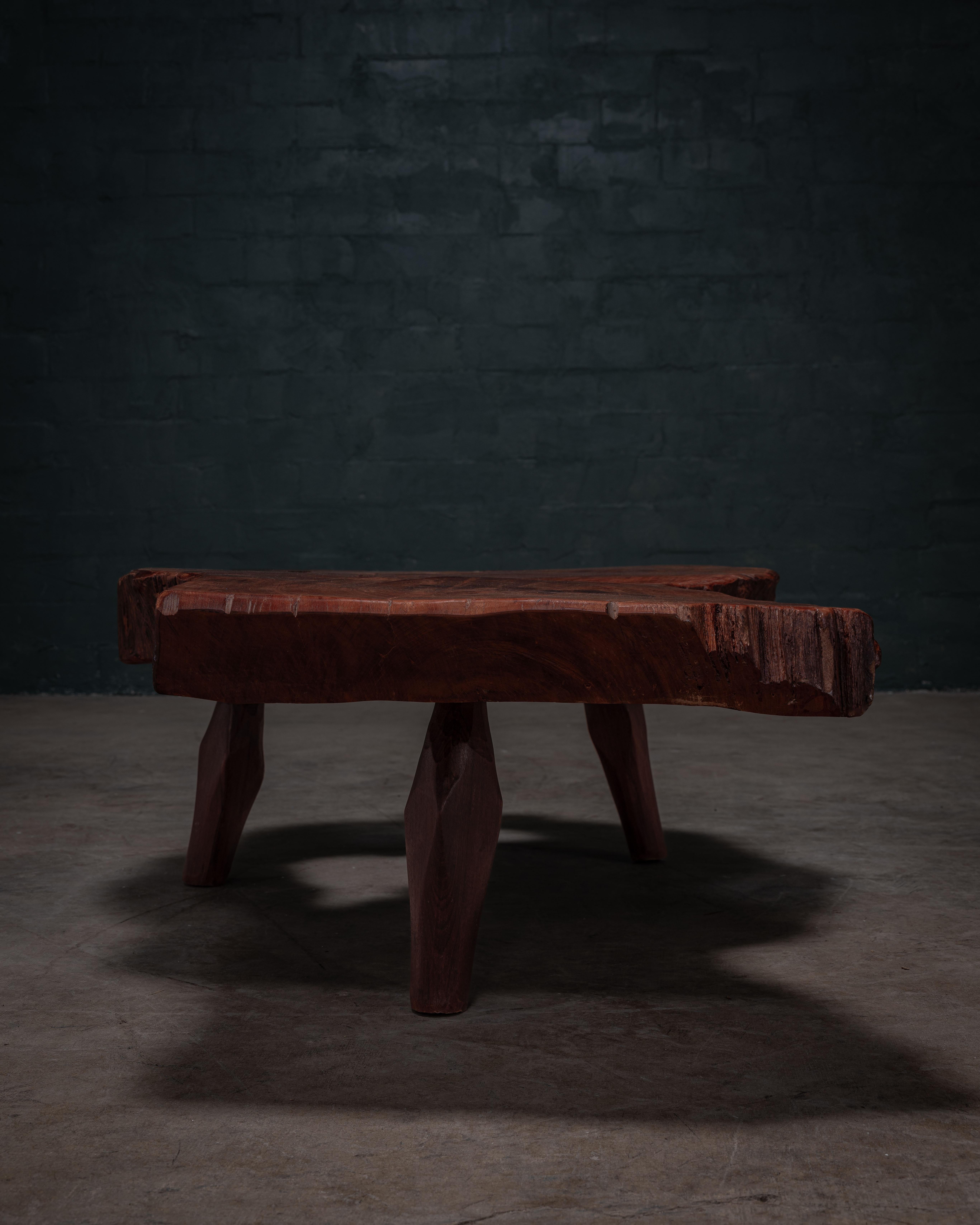 Organic Modern Organic Live-Edge Cross-Cut Slab Coffee Table Crafted from Salvaged Ipé trees. For Sale