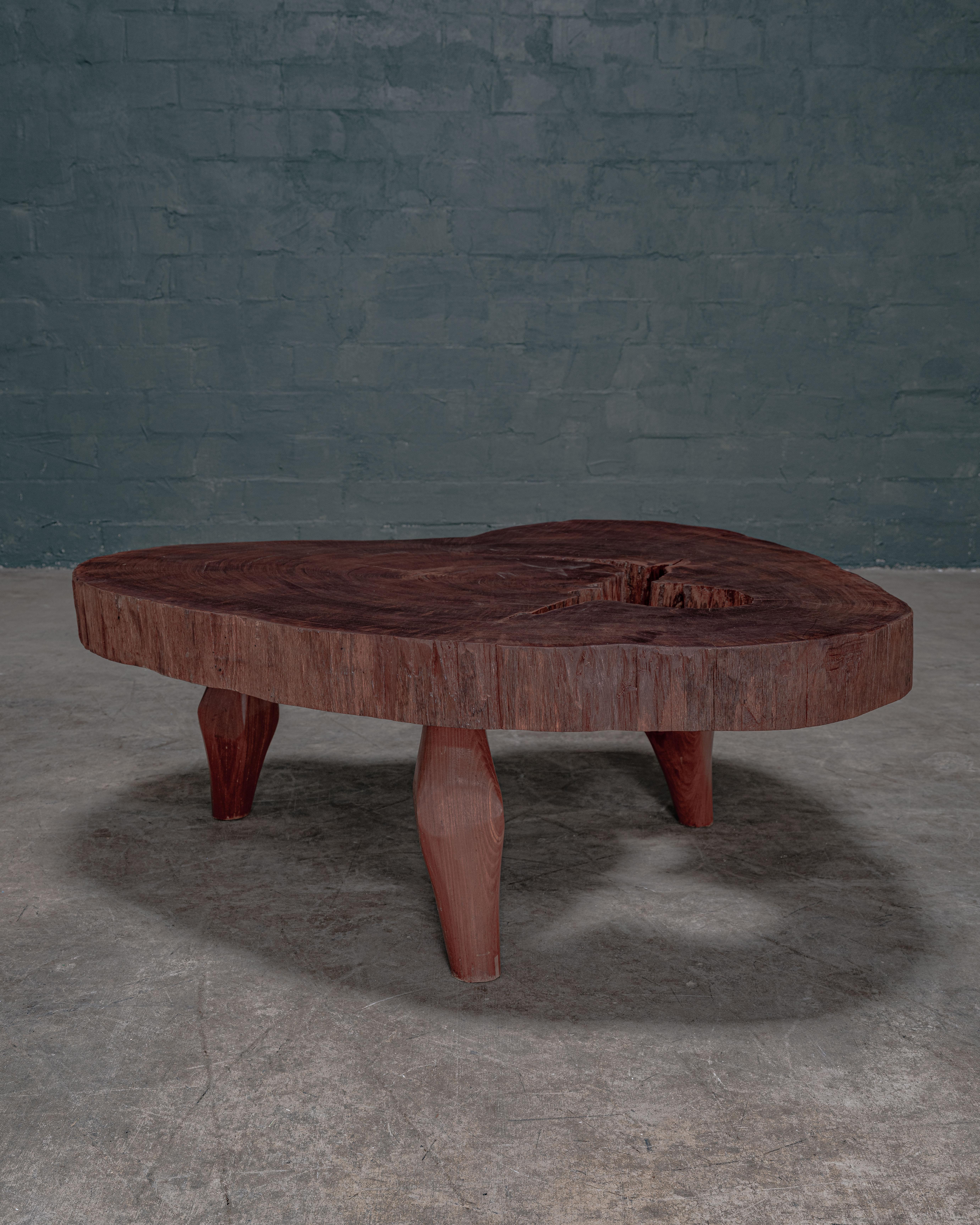 Organic Modern Live-Edge Organic Cross-Cut Slab Table crafted in Brazil from salvaged Ipé trees For Sale
