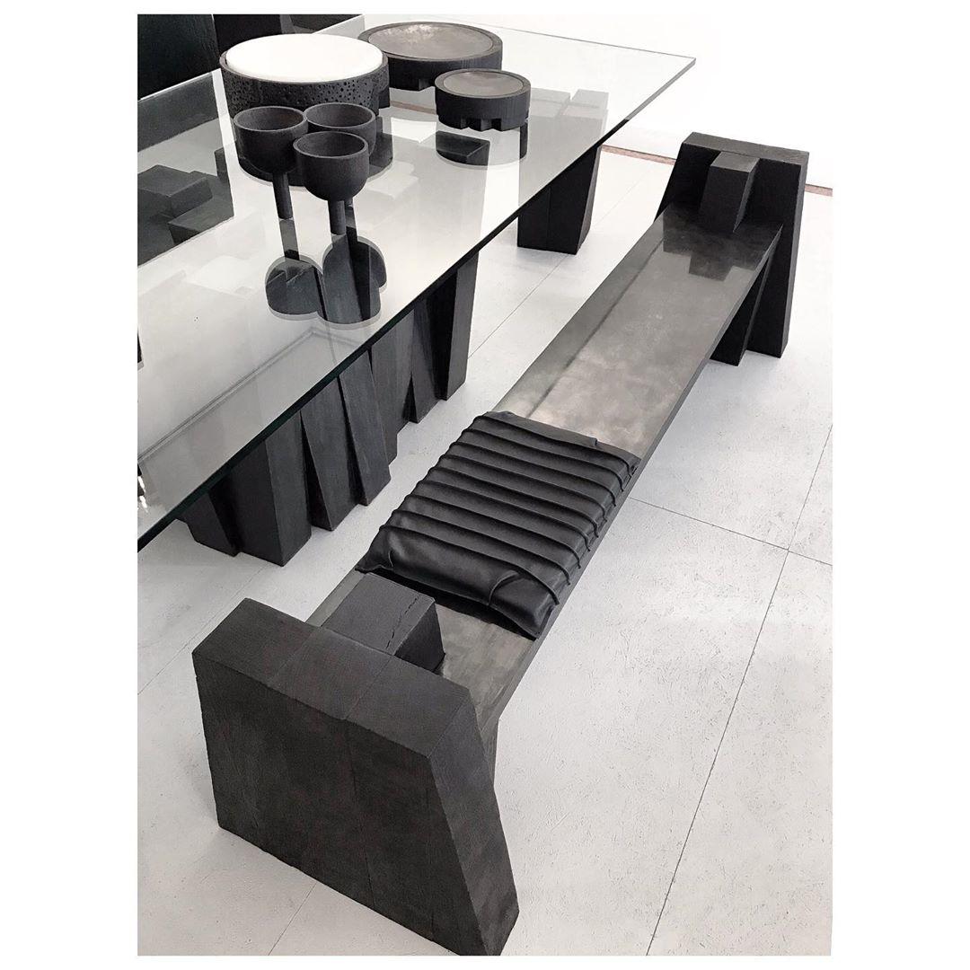 Patinated Sculptural Iroko Bench, Arno Declercq