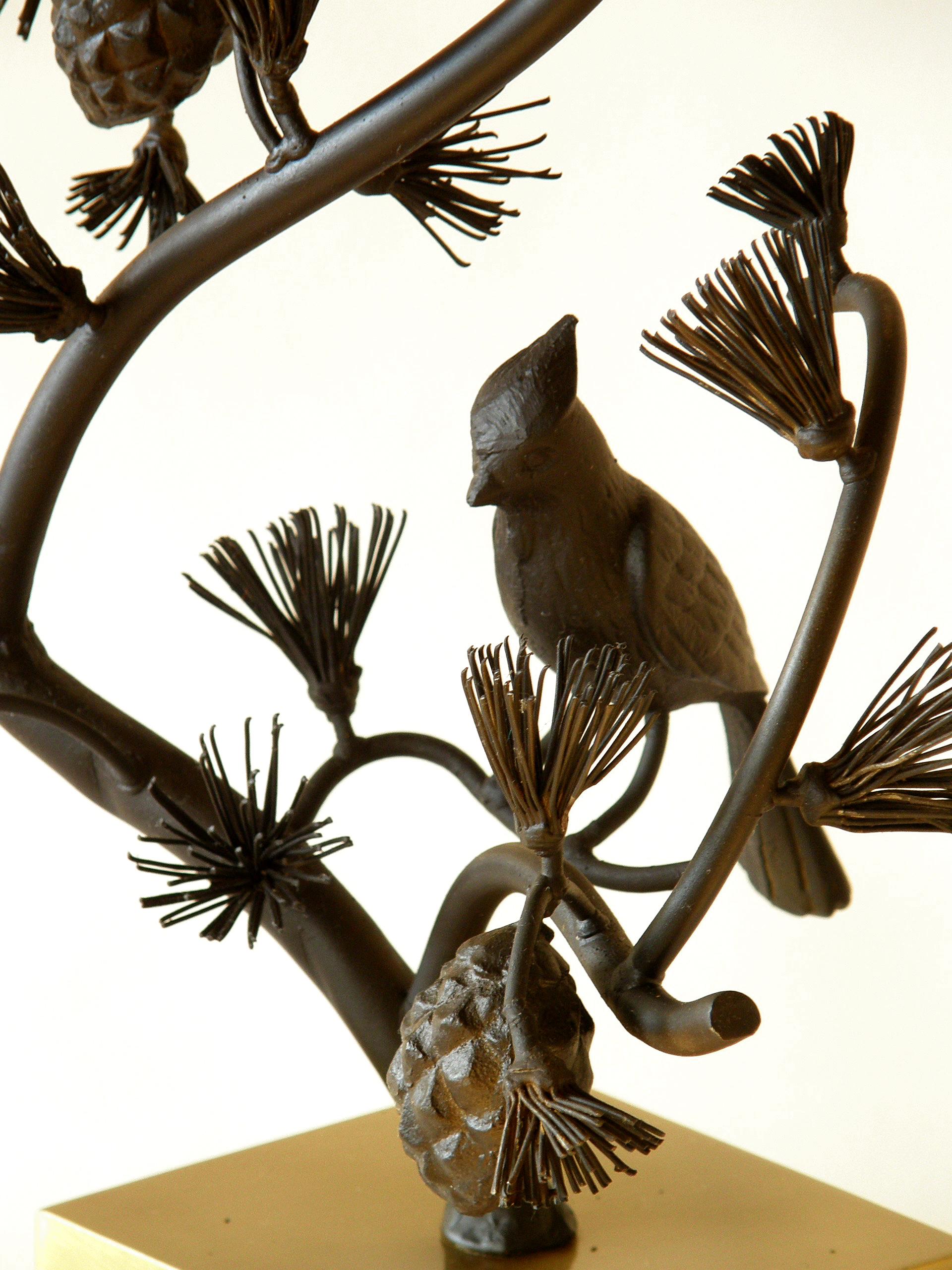 Sculptural Iron and Brass Bird in a Tree Lamp by Chapman 3