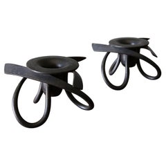 Used Sculptural Iron Candle Holders, circa 1980