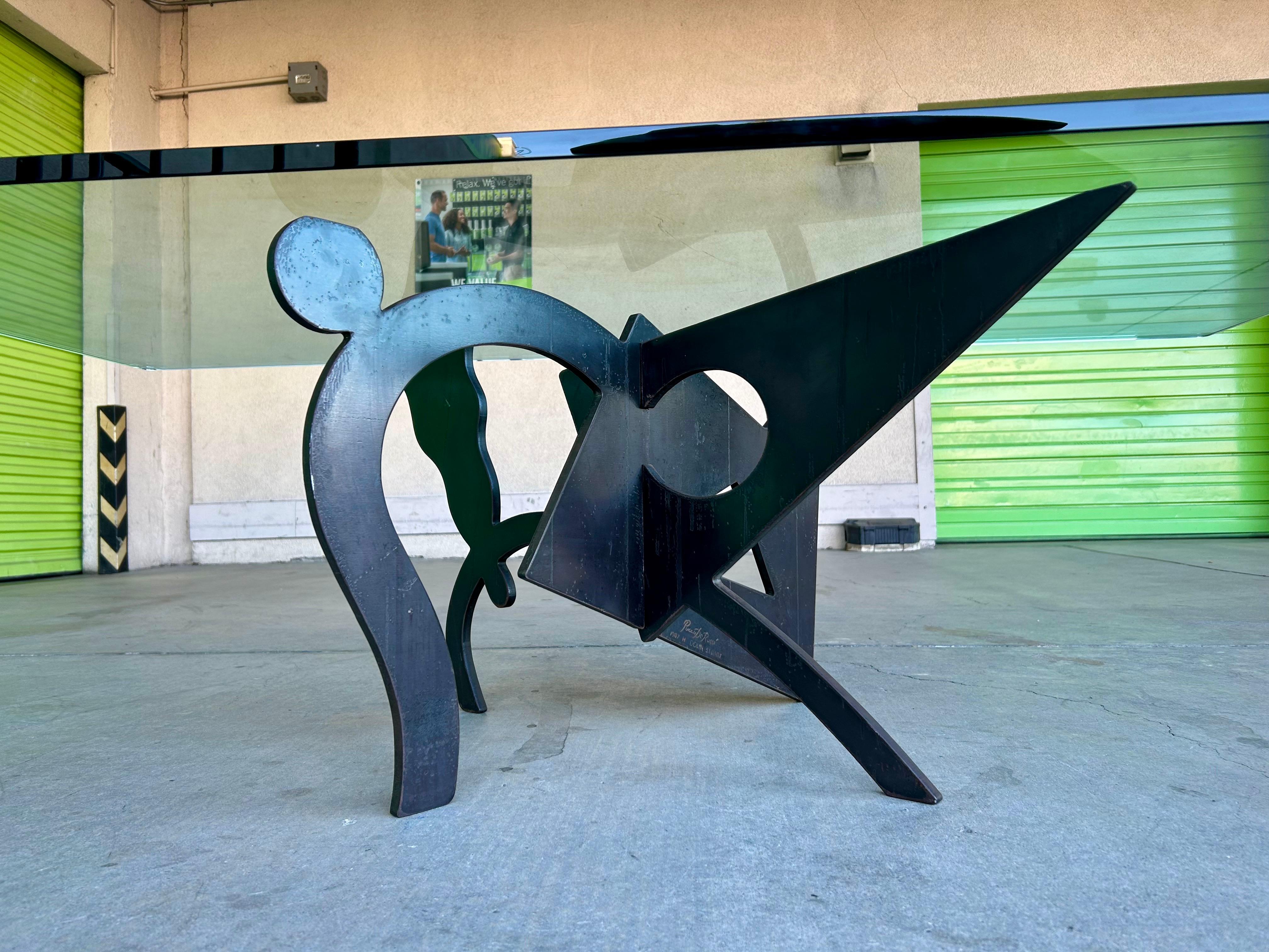 Glass Sculptural Iron Coffee Table Pucci De Rossi 1987