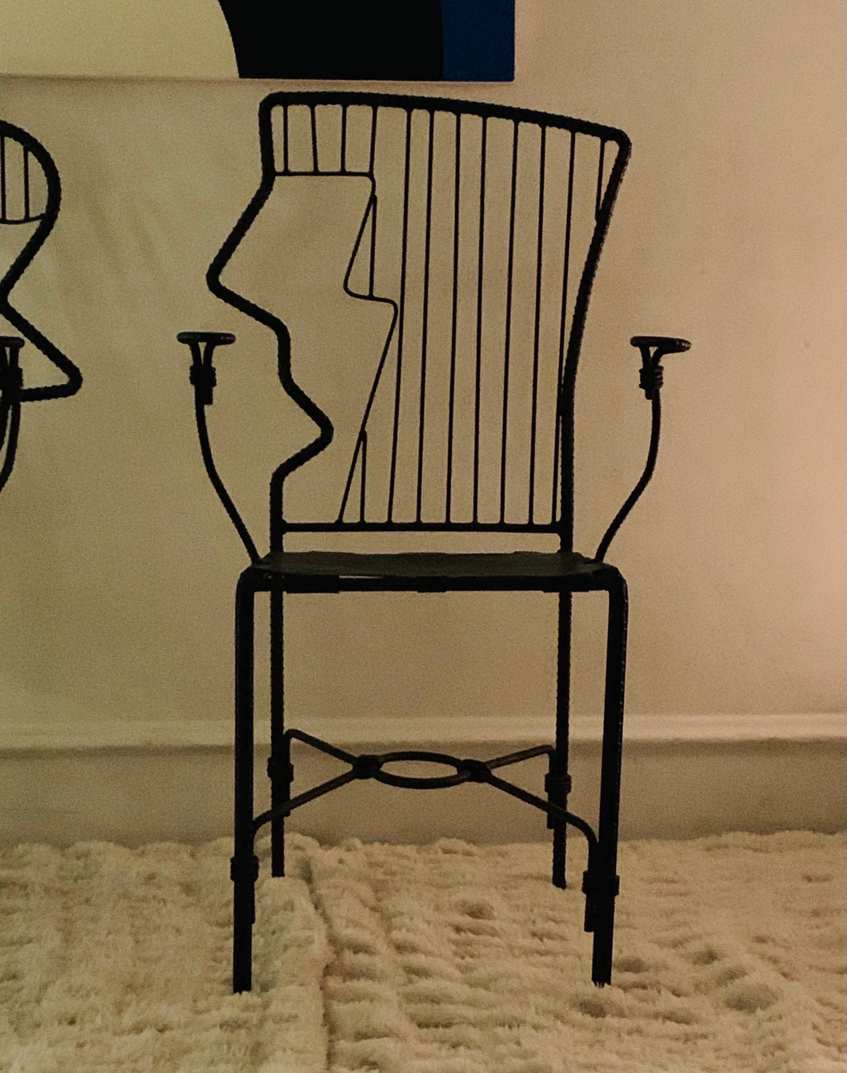 Sculptural Iron Face Chairs by Industrial Artist Ries Niemi, 1990- a pair In Good Condition In West Reading, PA