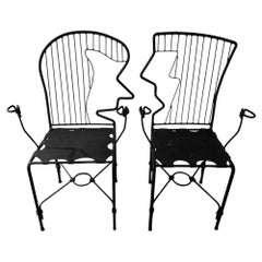 Sculptural Iron Face Chairs by Industrial Artist Ries Niemi, 1990