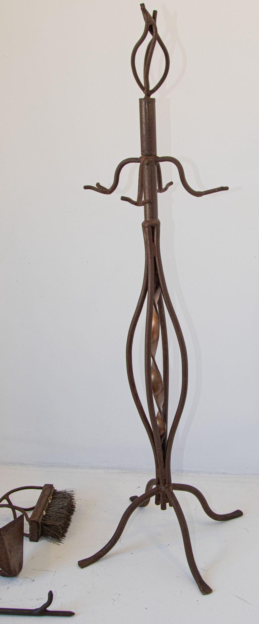 Sculptural Iron Forged Oversized Fire PlaceTools For Sale 7
