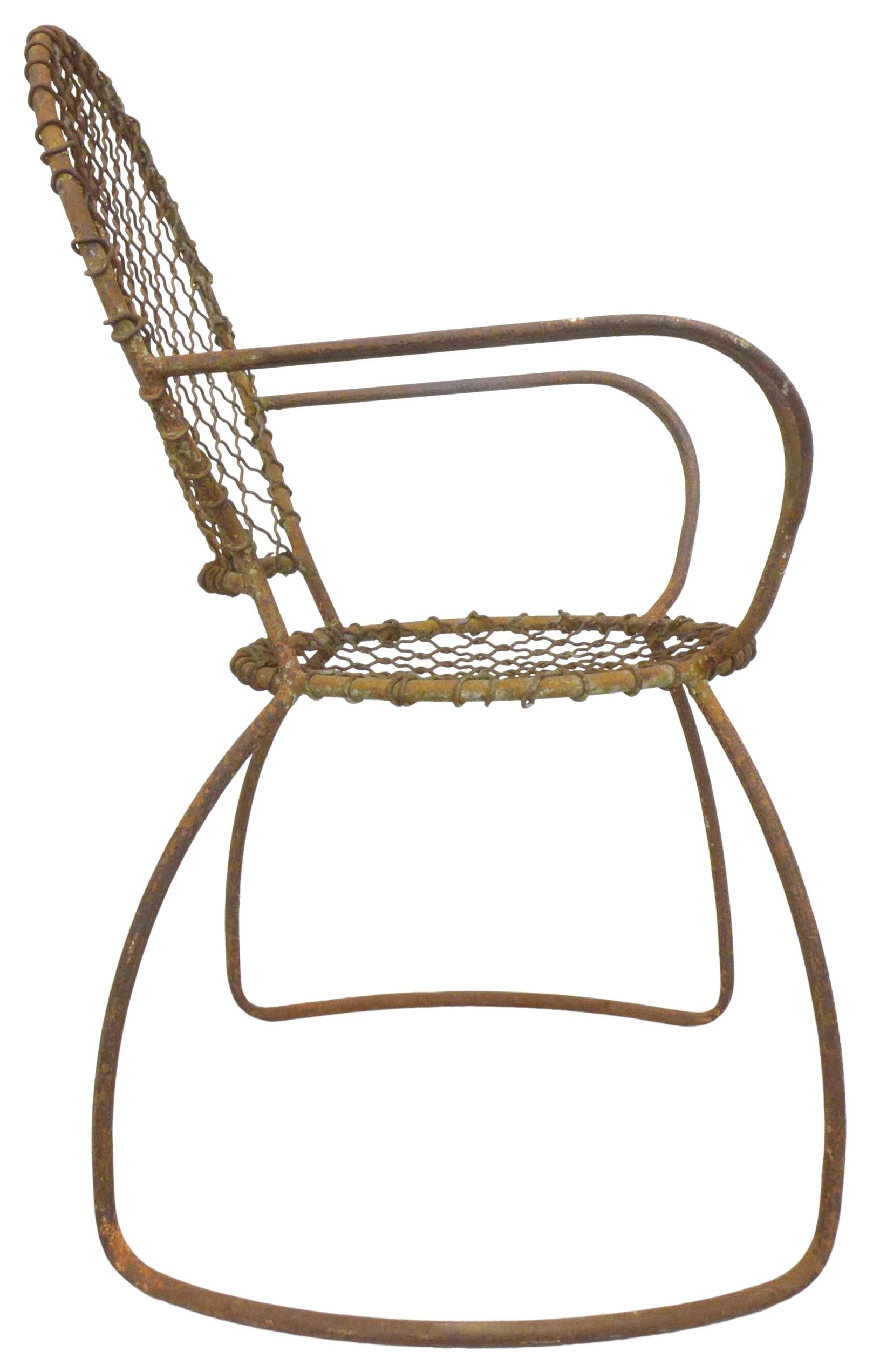 Mid-Century Modern Sculptural Iron Garden Chair For Sale