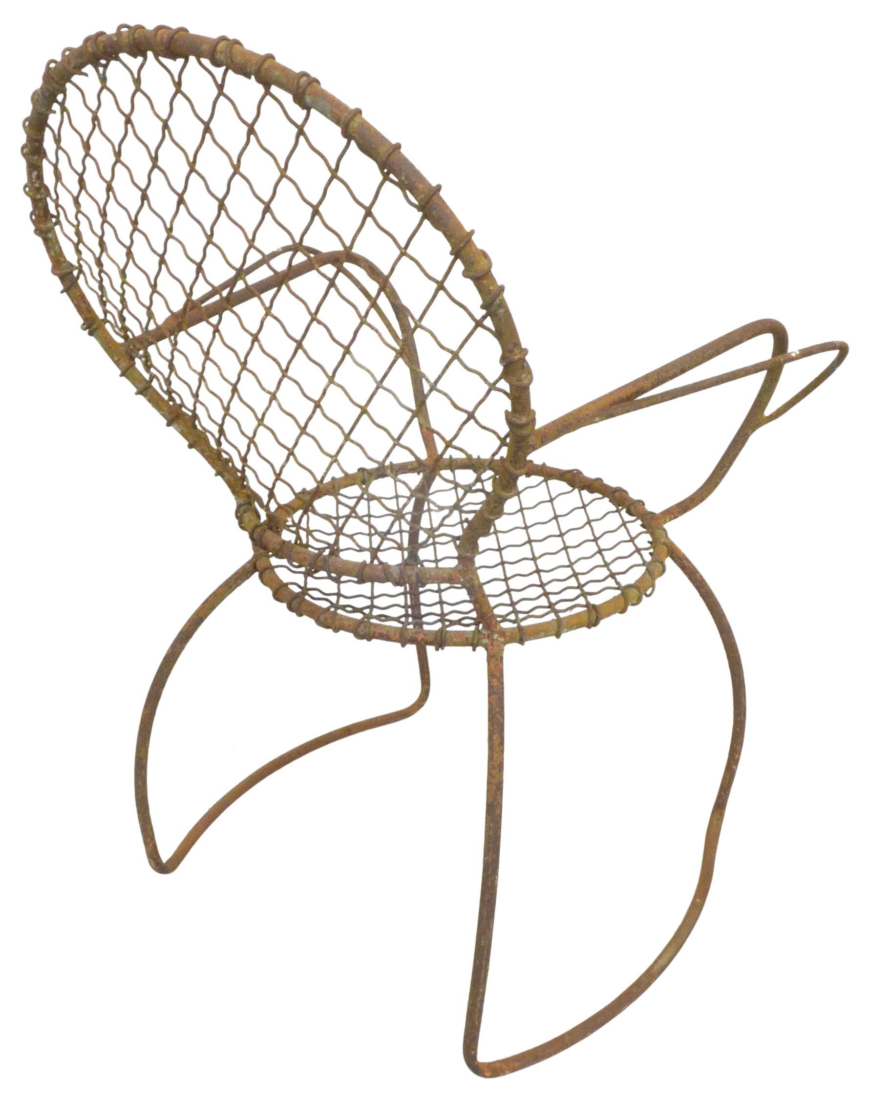 North American Sculptural Iron Garden Chair For Sale