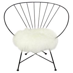 Sculptural Iron Lounge Chair in Faux Fur