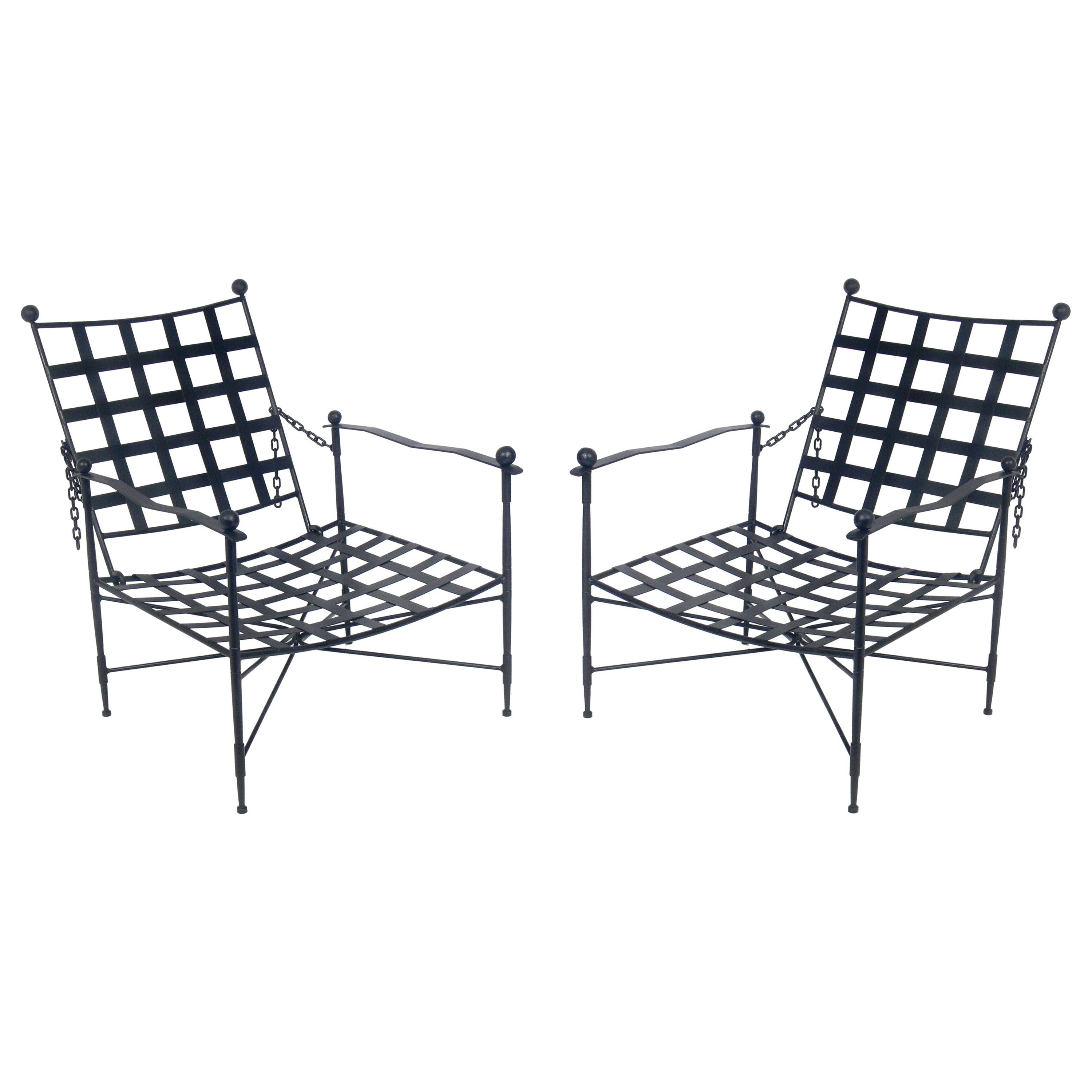 Sculptural Iron Lounge Chairs by Salterini