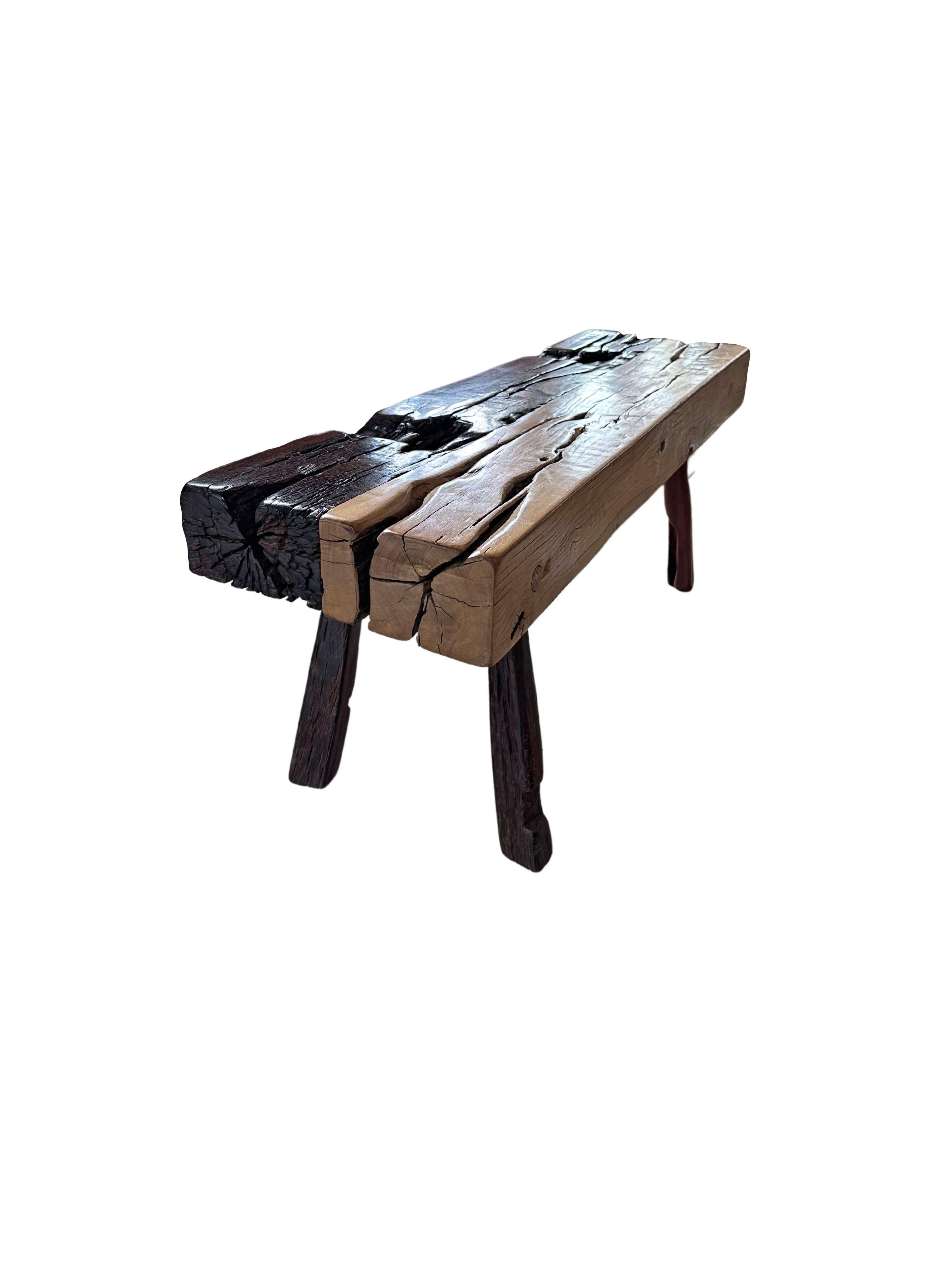 Other Sculptural ironwood Bench Stunning Wood Textures, Modern Organic For Sale