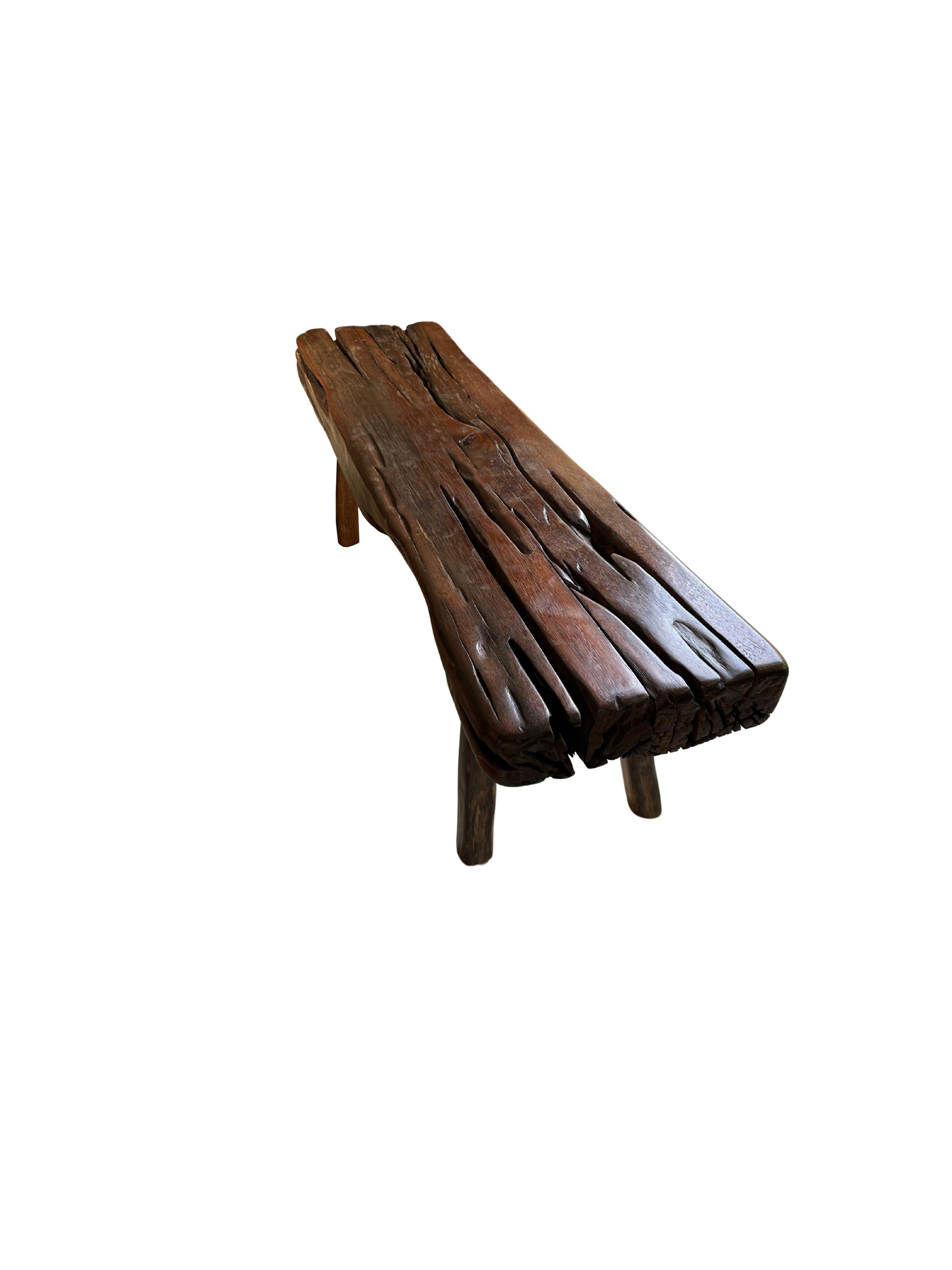 Sculptural ironwood Bench Stunning Wood Textures, Modern Organic In New Condition For Sale In Jimbaran, Bali