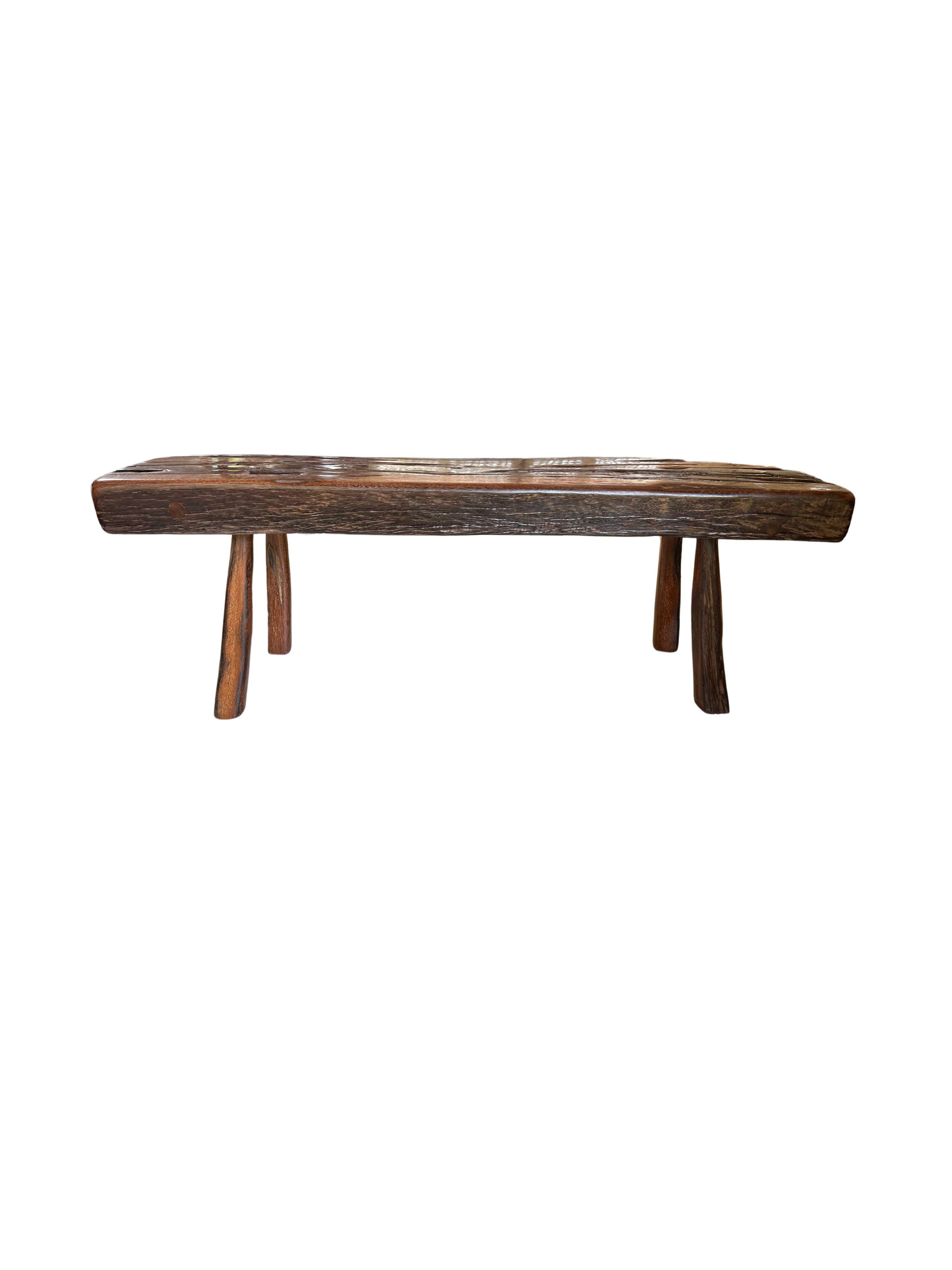 Sculptural ironwood Bench Stunning Wood Textures, Modern Organic For Sale 1