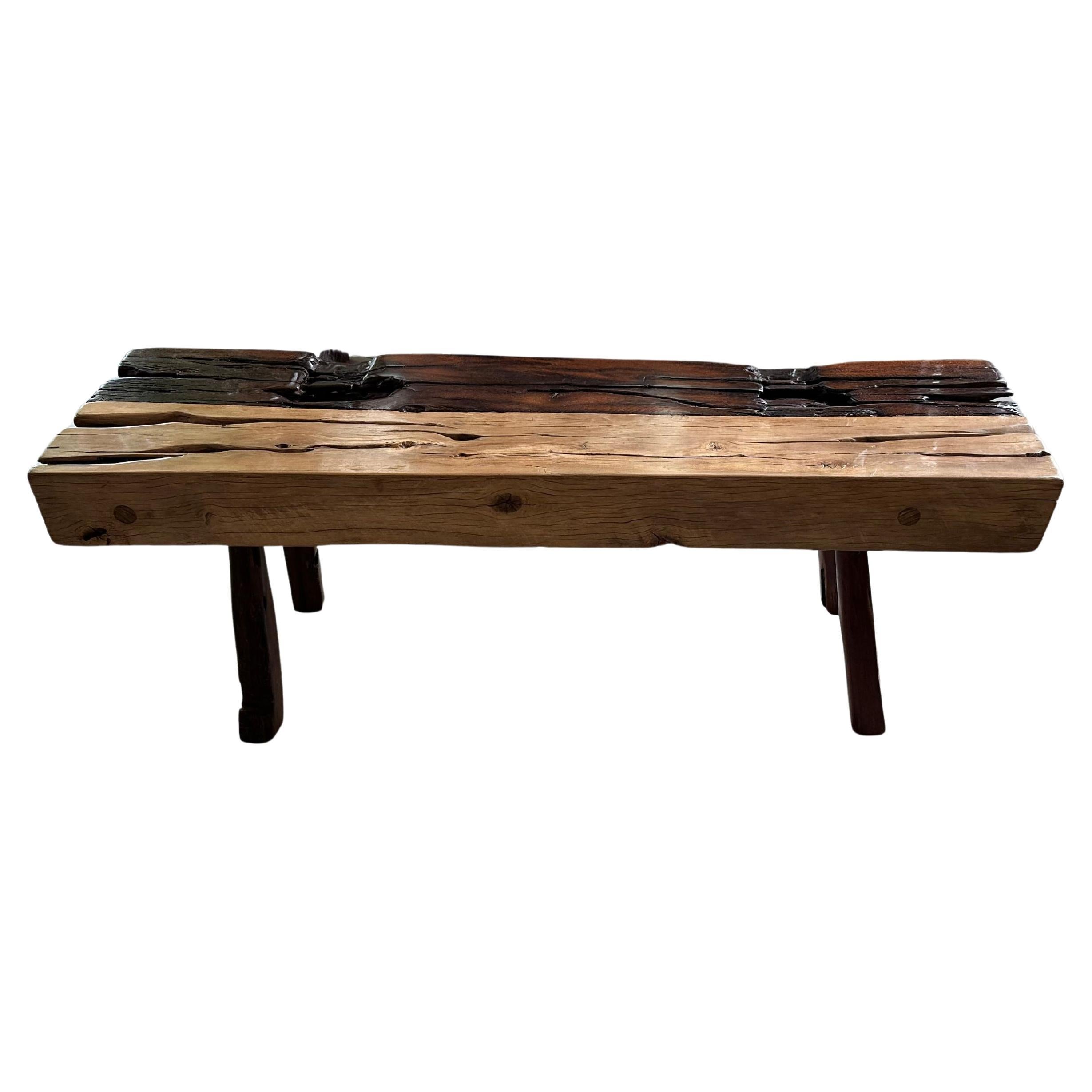 Sculptural ironwood Bench Stunning Wood Textures, Modern Organic