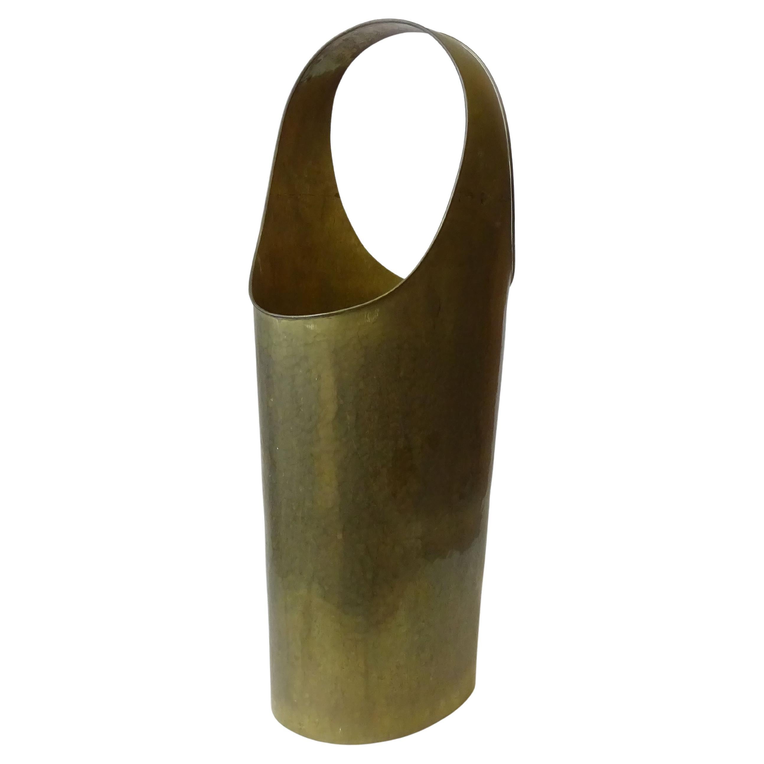 Sculptural Italian 1950s Hammered Brass Umbrella Stand
