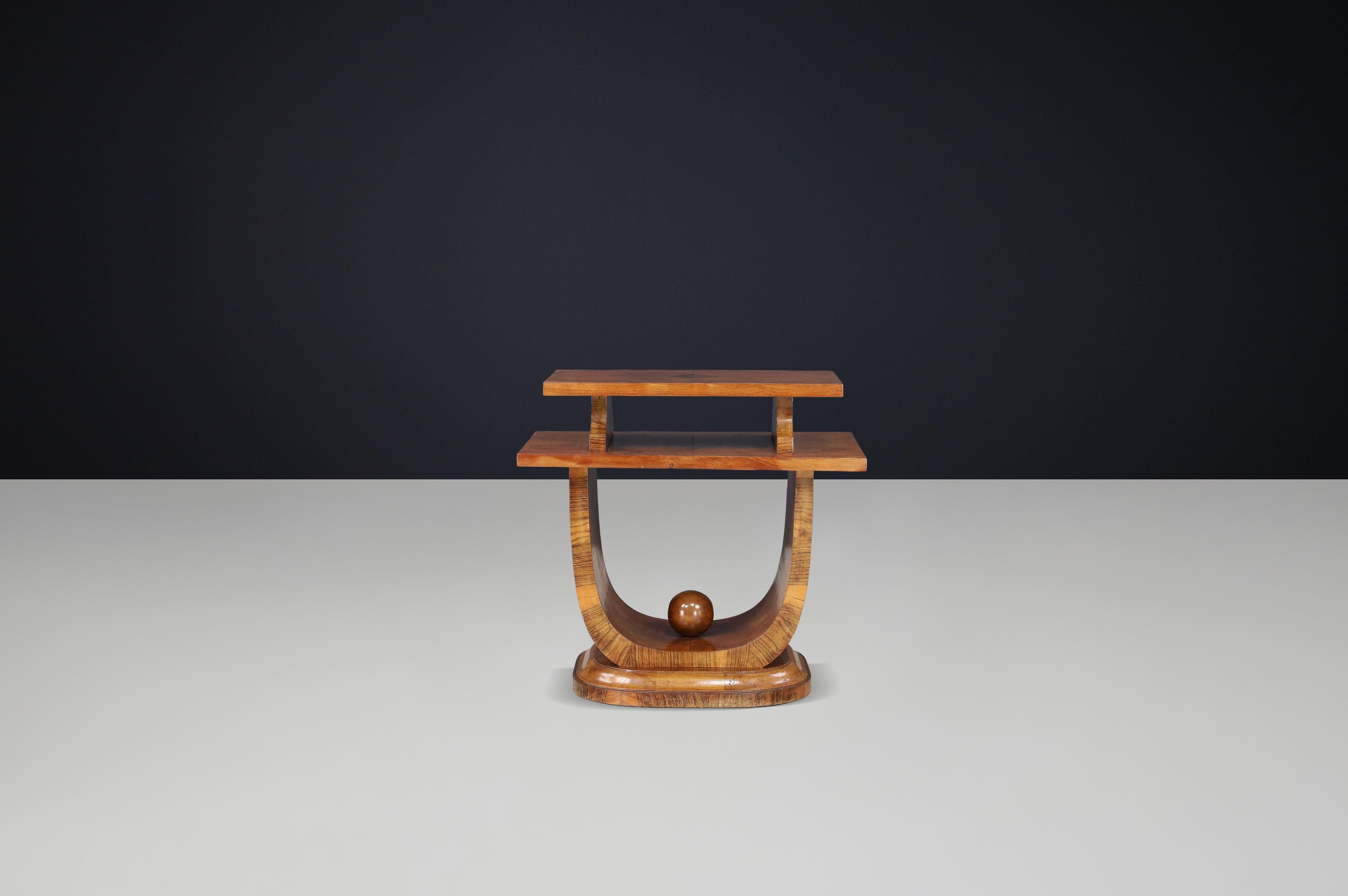 Agate Sculptural Italian Art Deco Walnut Console Table, Naples, 1930s For Sale