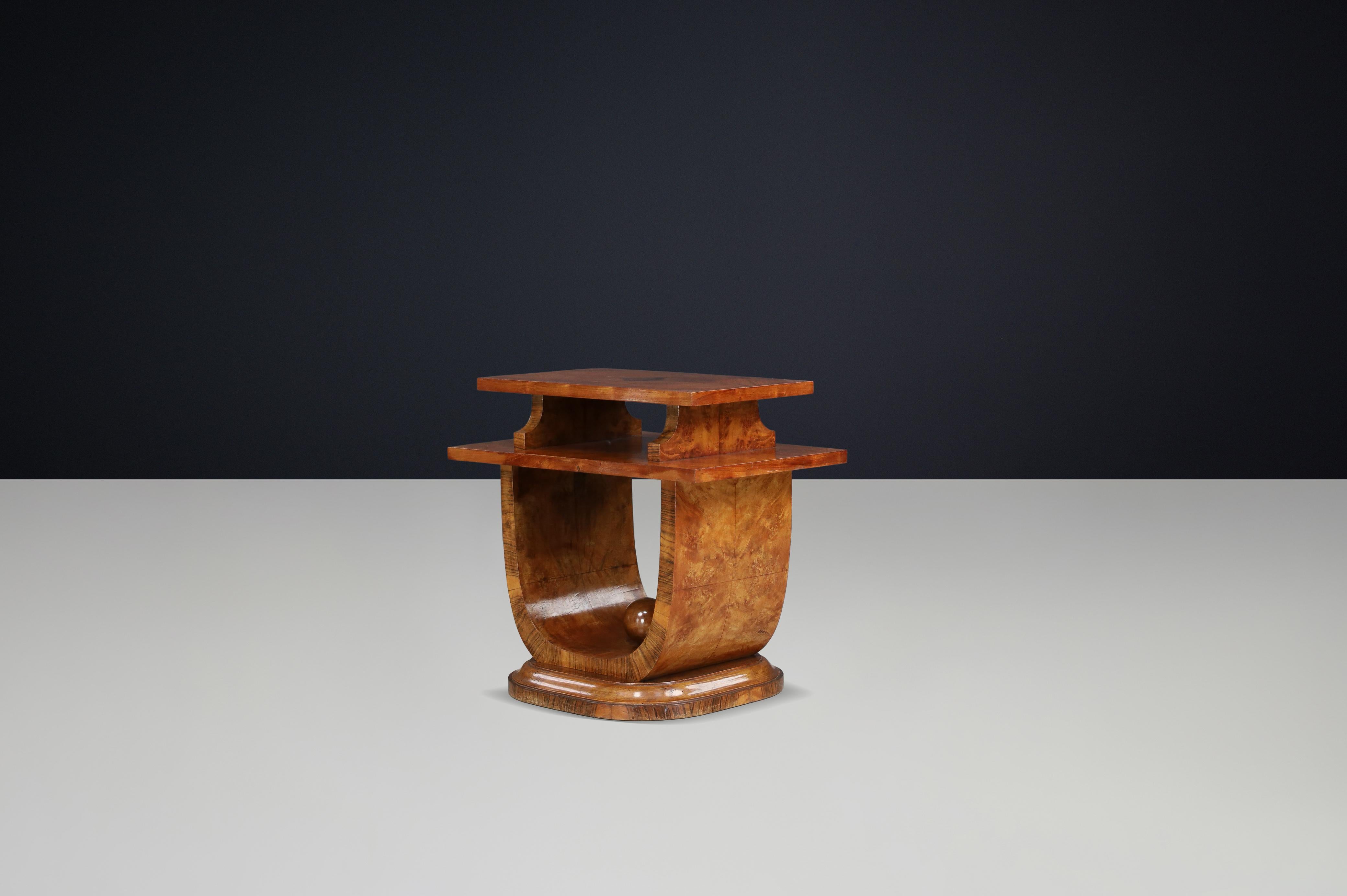 Sculptural Italian Art Deco Walnut Console Table, Naples, 1930s For Sale 1