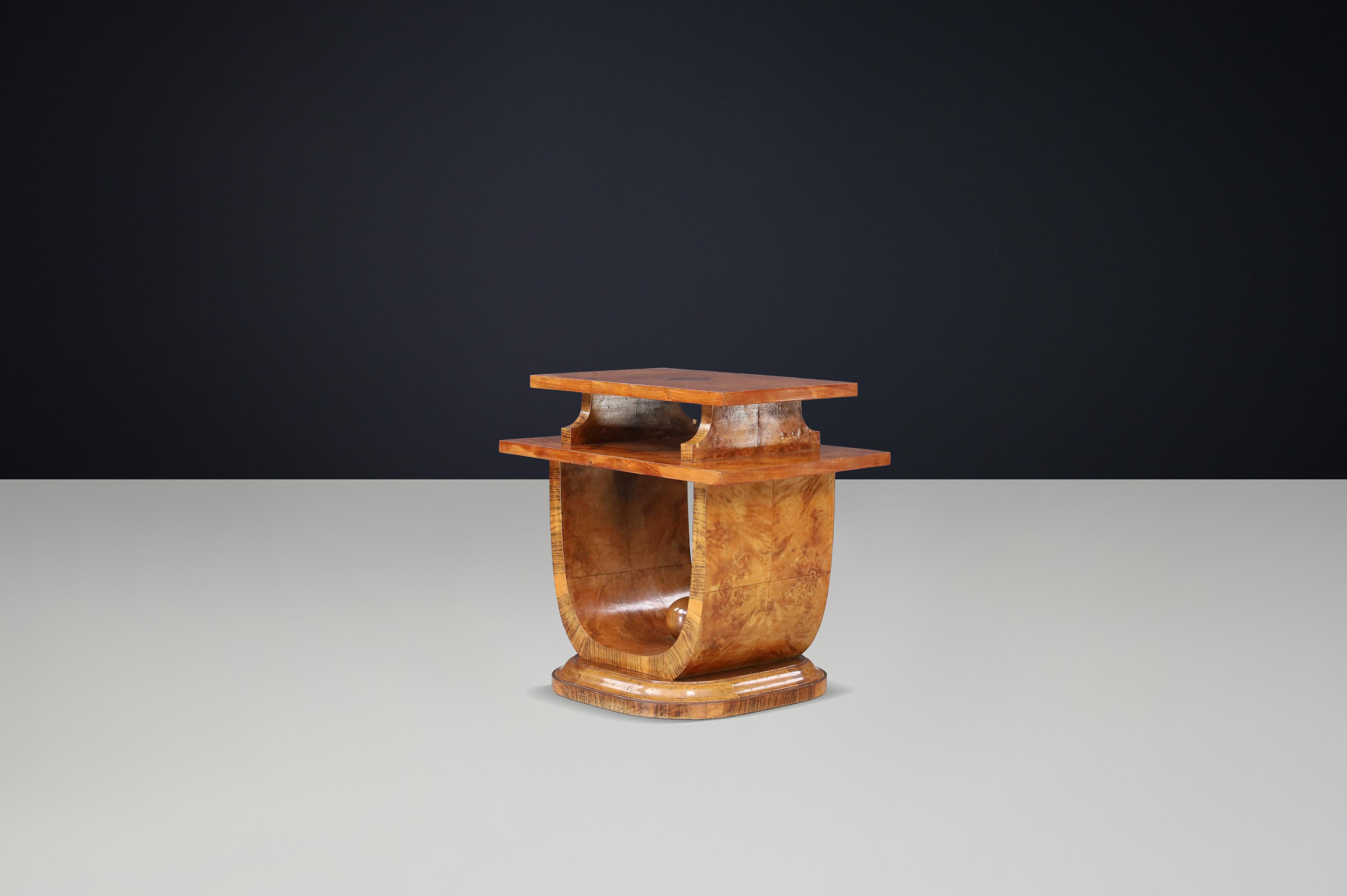 Sculptural Italian Art Deco Walnut Console Table, Naples, 1930s For Sale 2