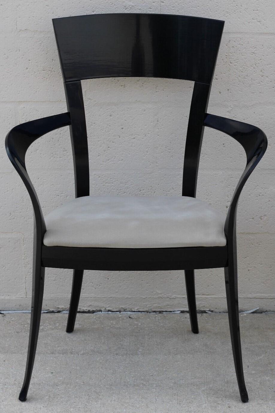Eight Sculptural Black Lacquer Dining Chairs by Pietro Costantini, Made in Italy For Sale 4