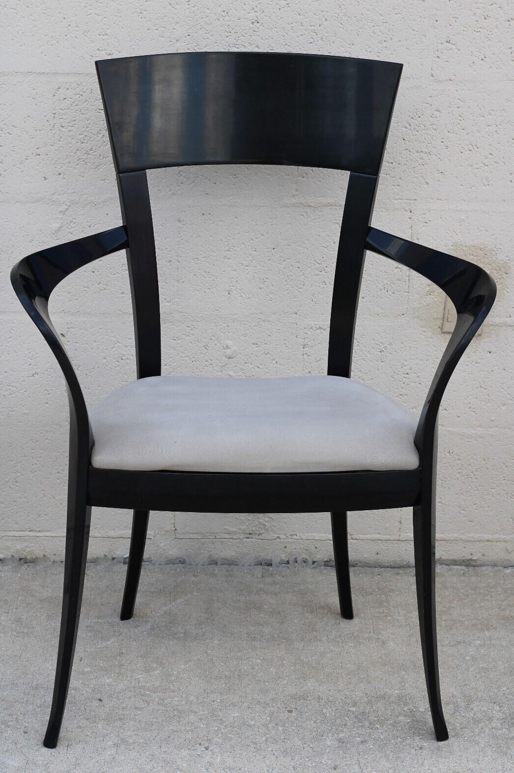 Eight Sculptural Black Lacquer Dining Chairs by Pietro Costantini, Made in Italy For Sale 8