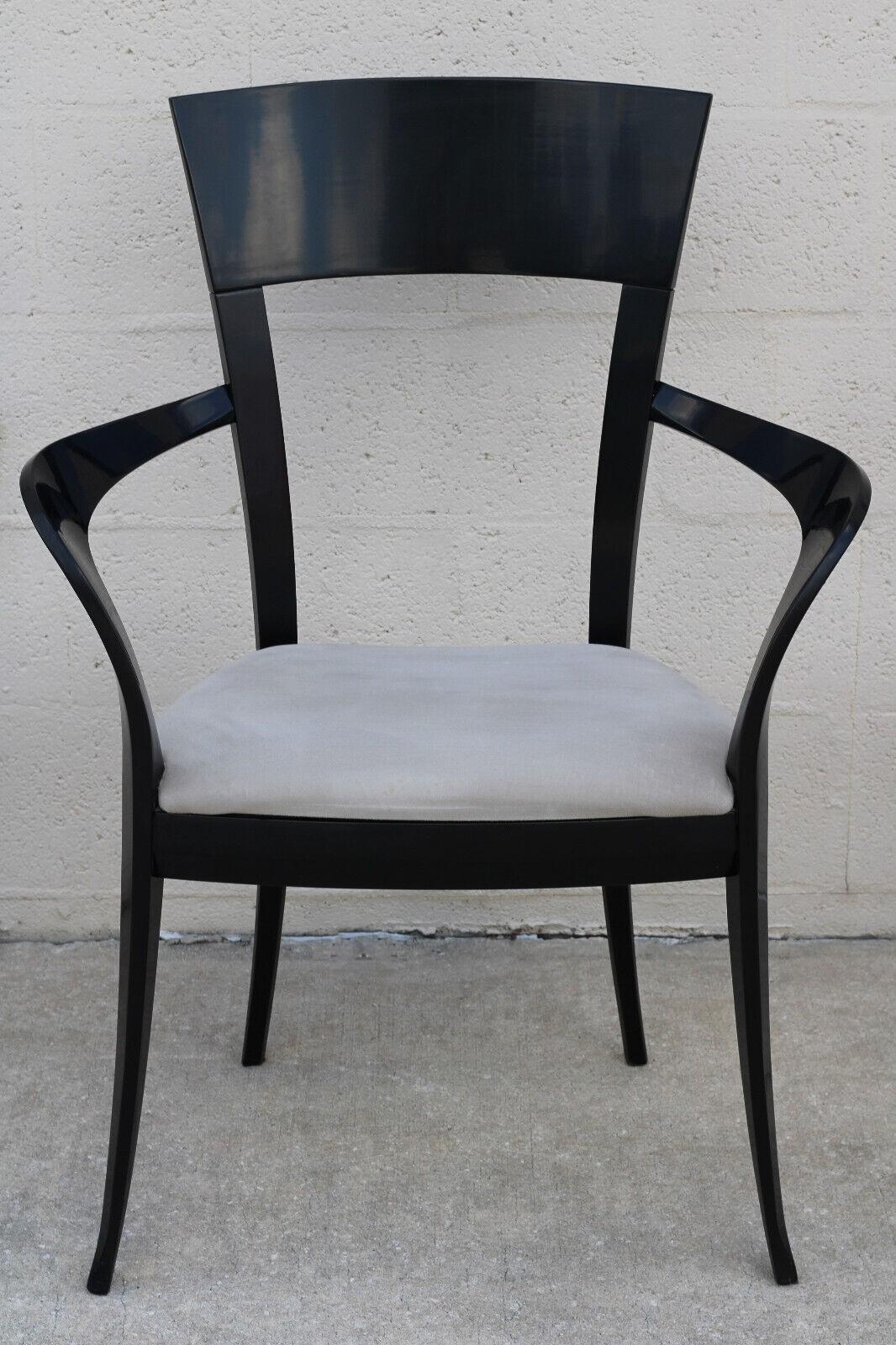 Black Lacquer Klismos Style Dining Armchairs by Pietro Costantini, a Set of 8 For Sale 9