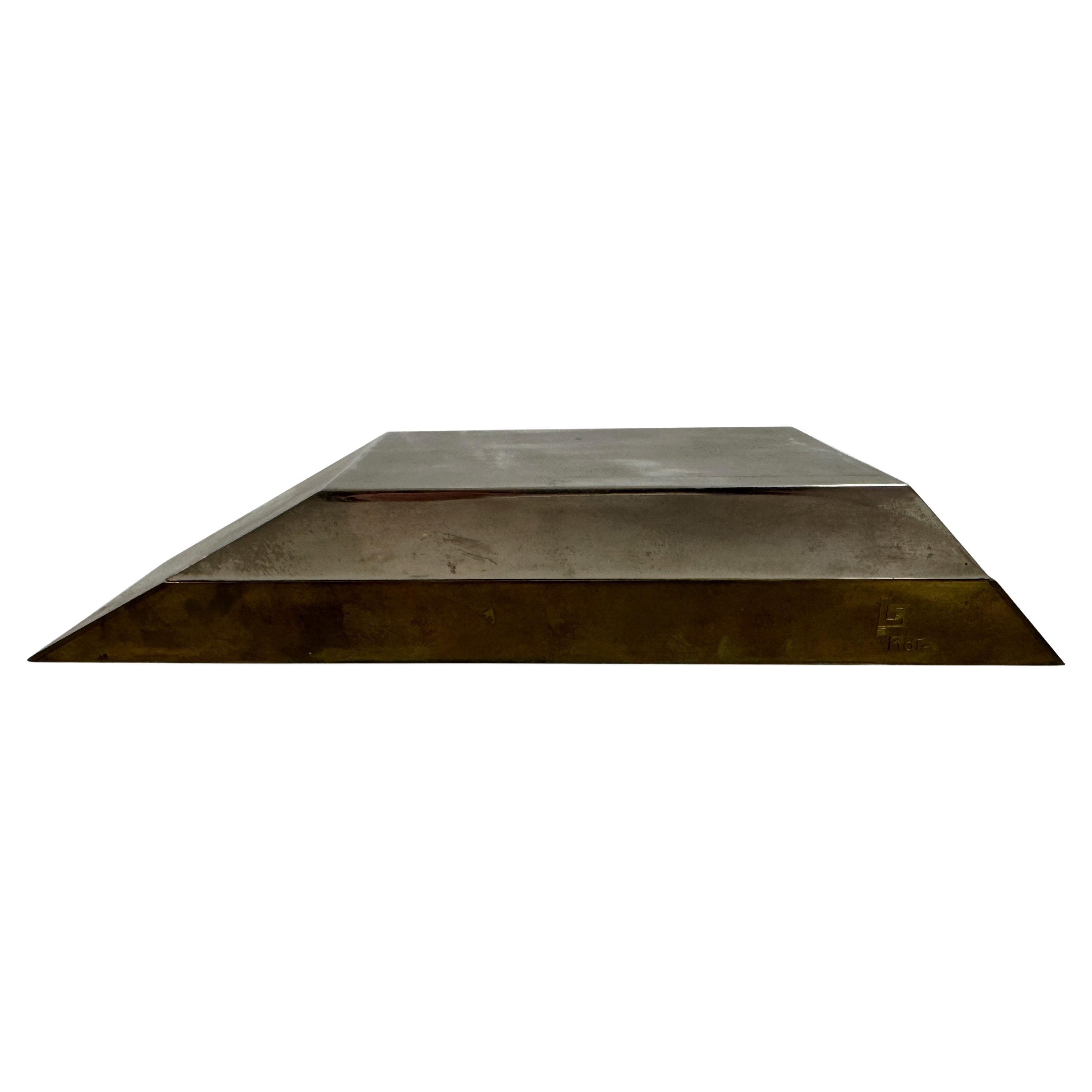 Sculptural Italian Brass and Metal Storage Box, Modern Design, 1970s For Sale