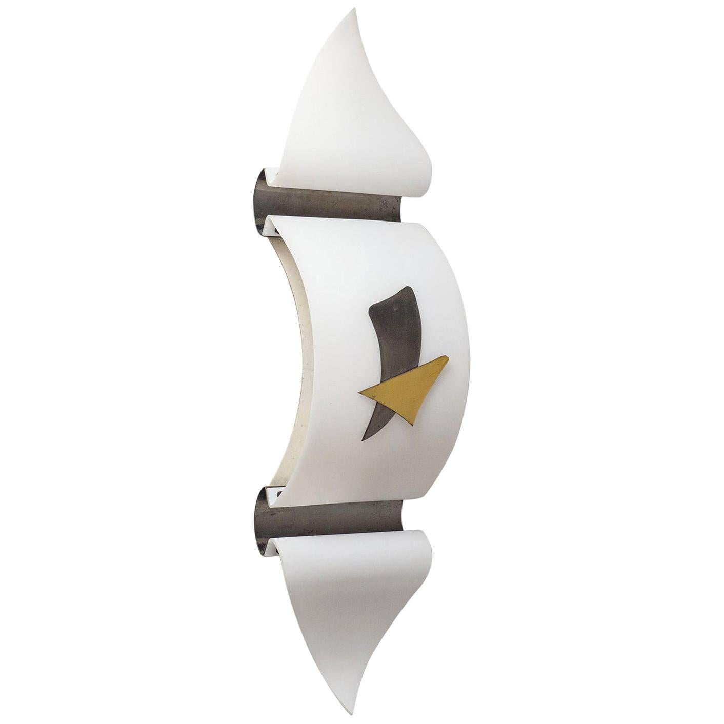 Sculptural Italian Brass and Perspex Wall Light, 1950s 