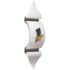 Sculptural Italian Brass and Perspex Wall Light, 1950s