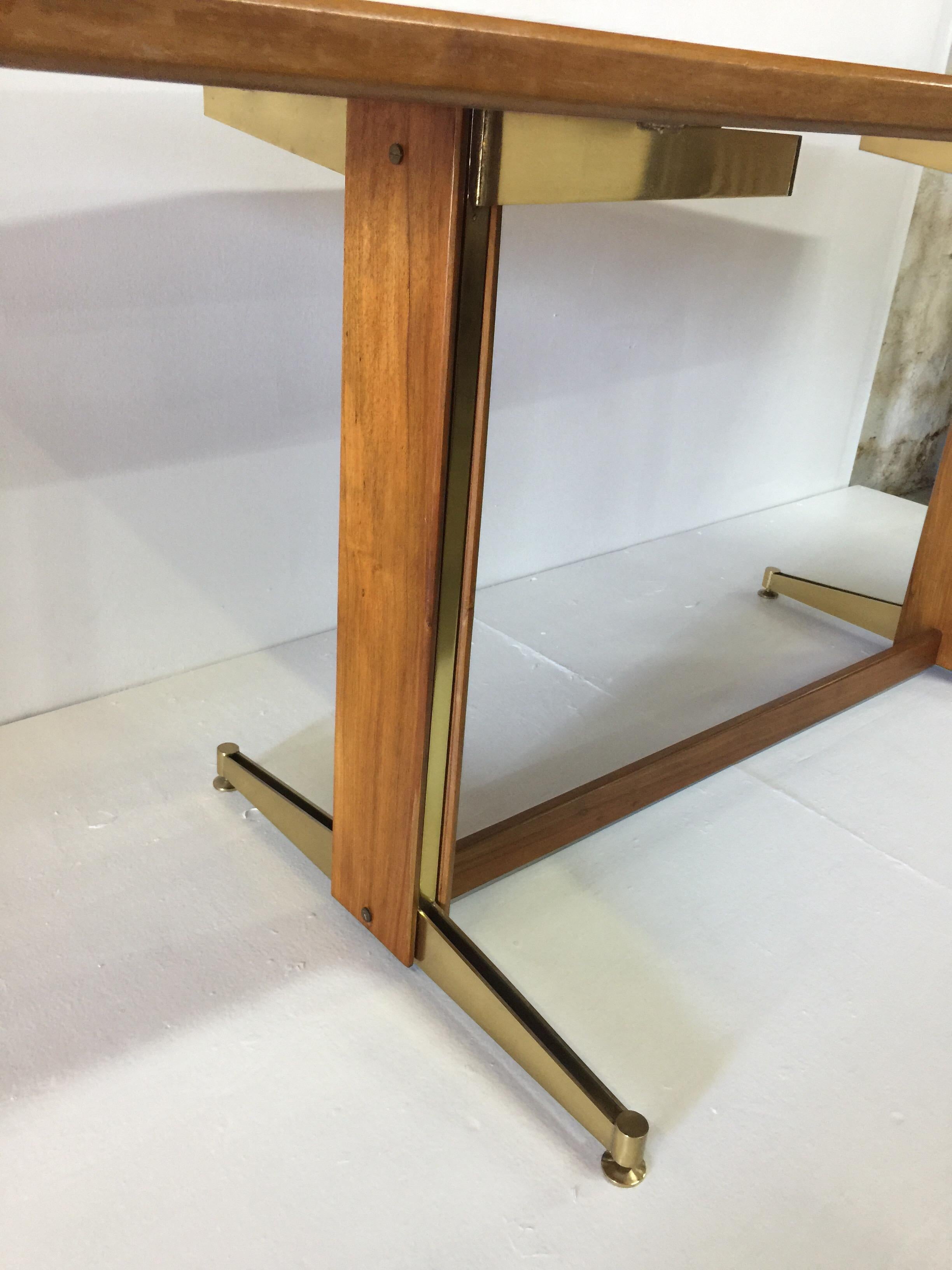 Sculptural Italian Brass Trim Dining Table In Good Condition In East Hampton, NY
