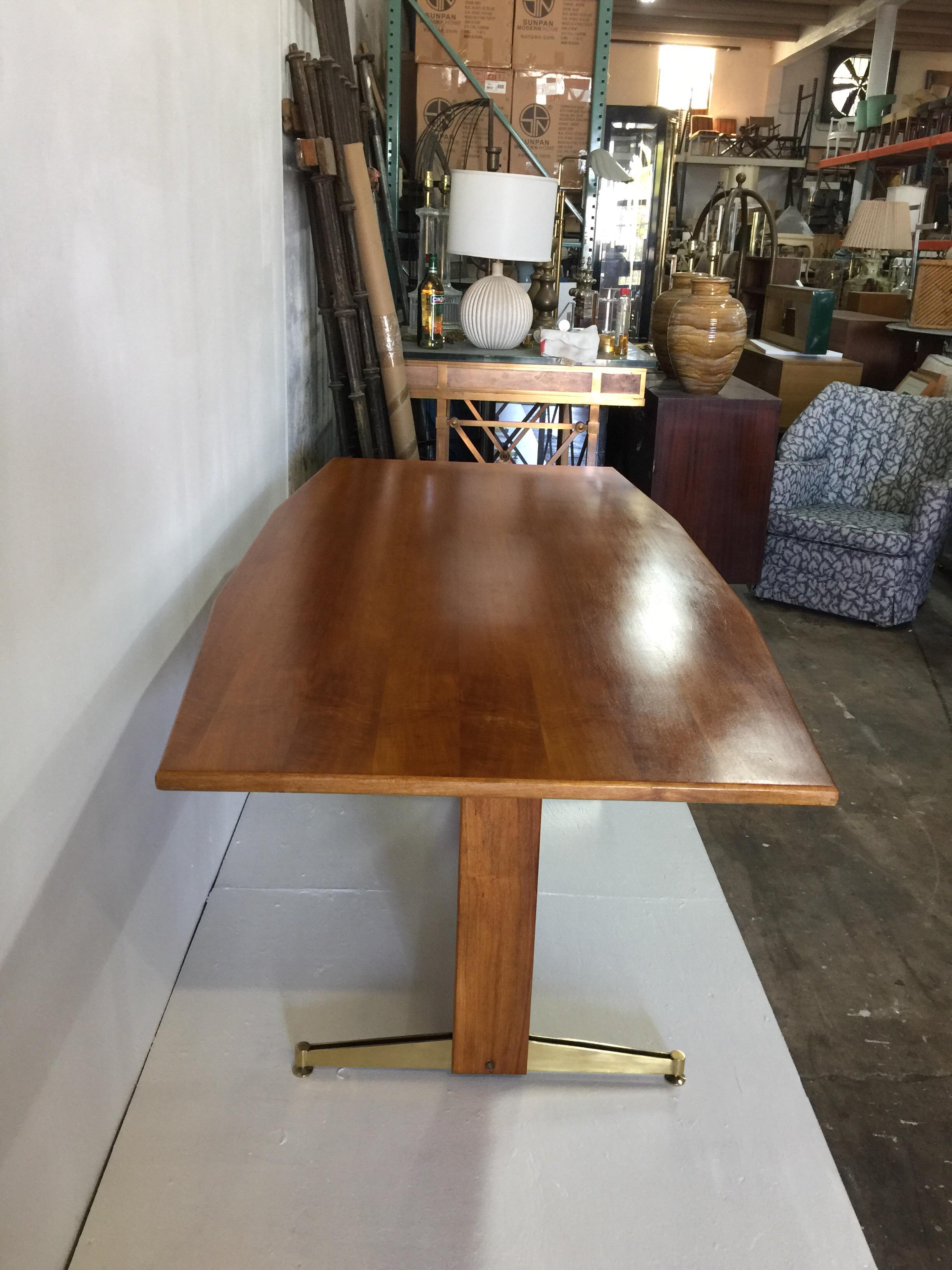 Sculptural Italian Brass Trim Dining Table 1