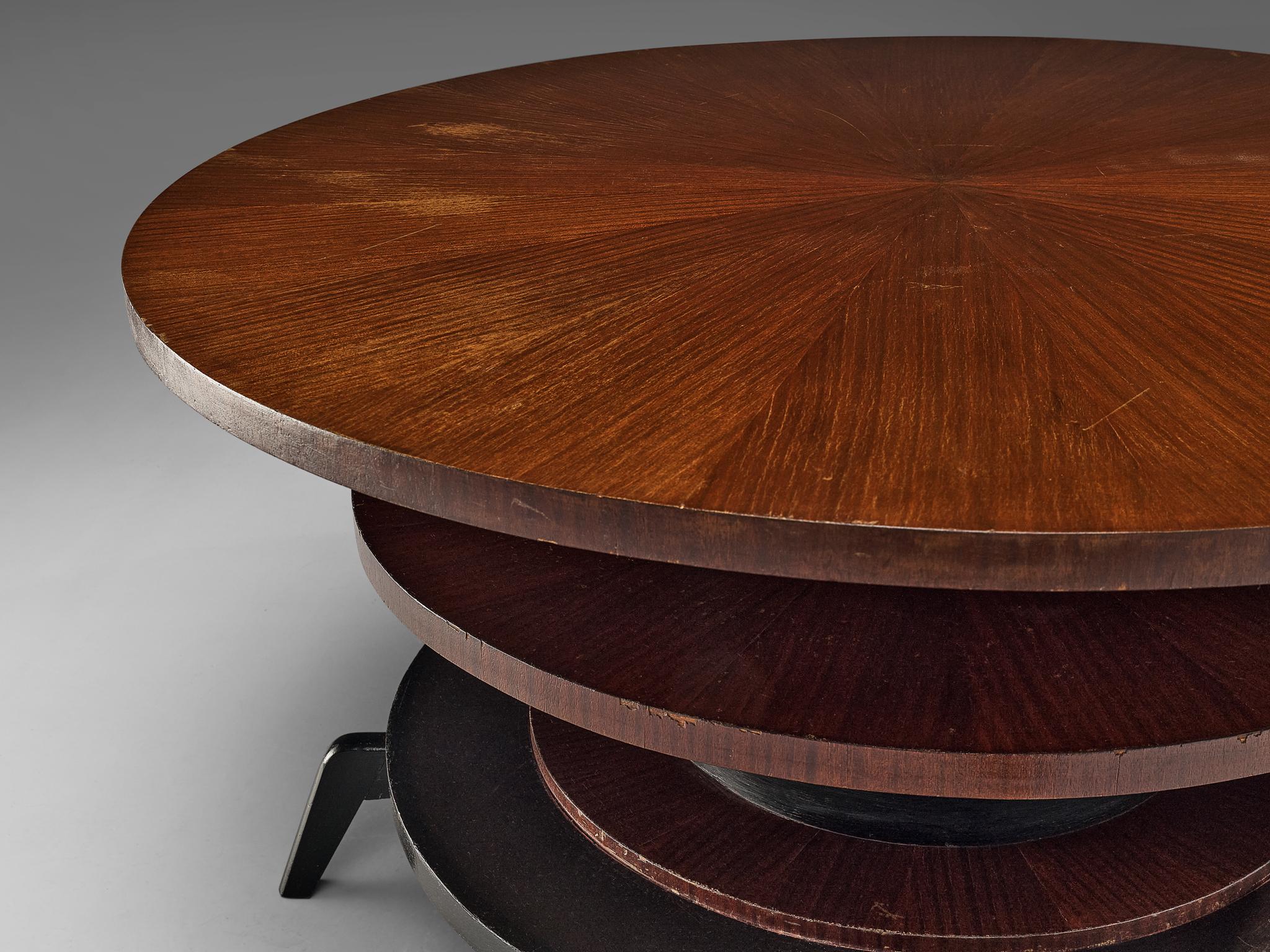 Mid-20th Century Sculptural Italian Center Table in Mahogany For Sale