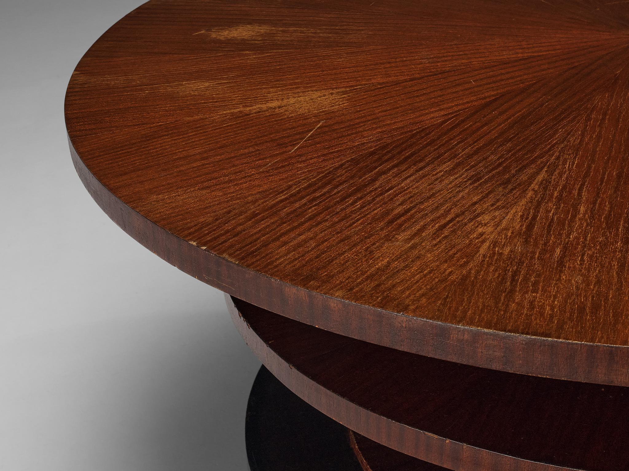 Sculptural Italian Center Table in Mahogany  For Sale 1