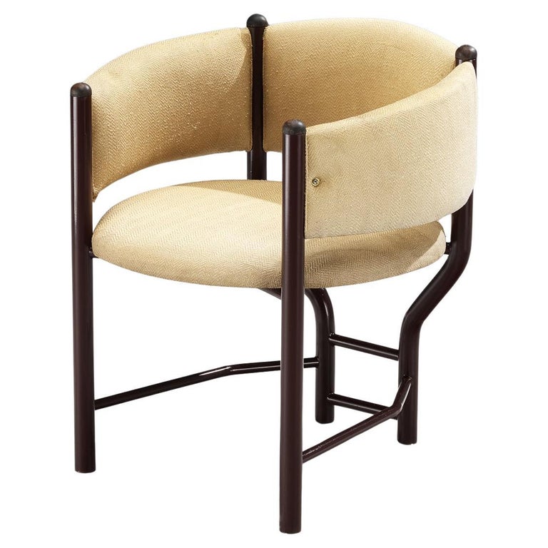Sculptural Italian Dining Chair in Beige Upholstery