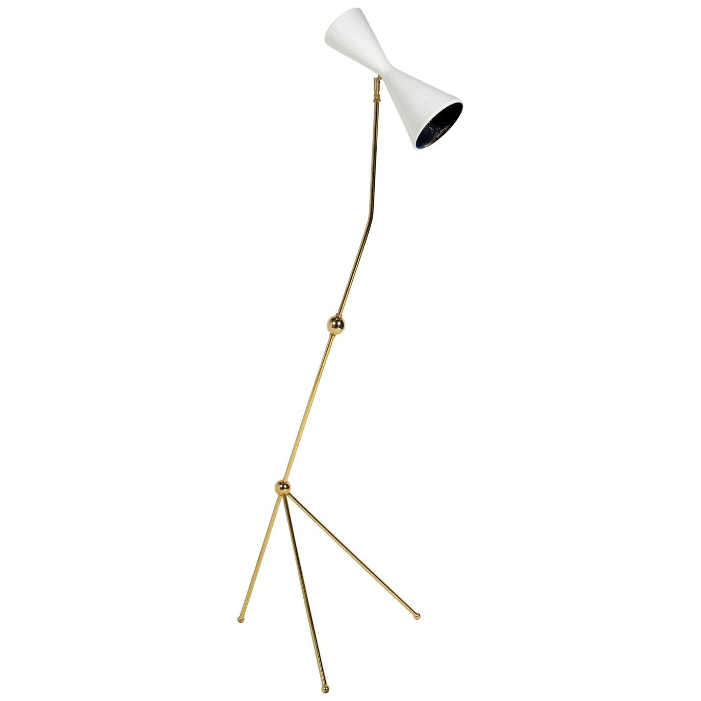 Sculptural Floor Lamp in Brass or Nickel in the Manner of Paul McCobb