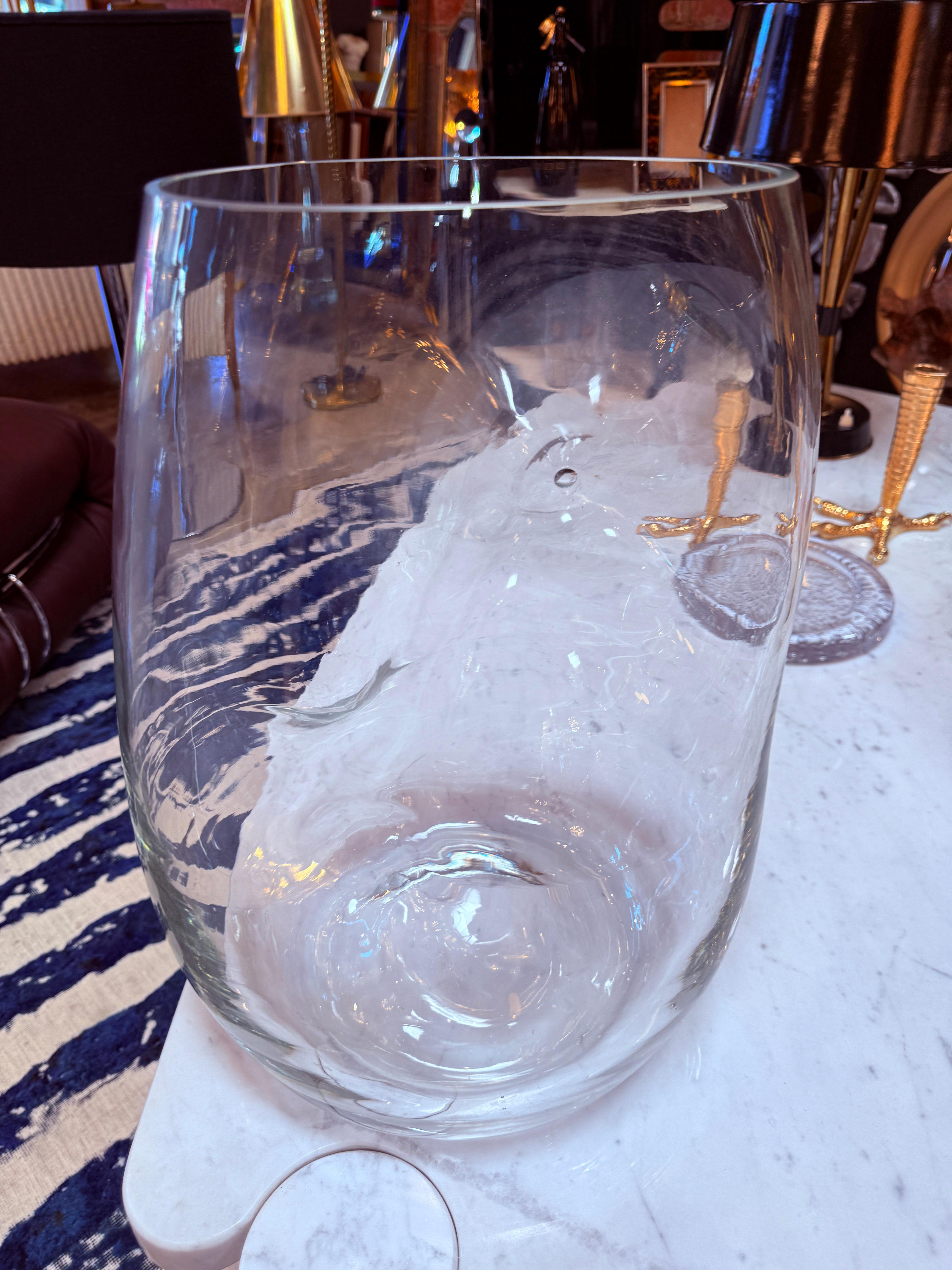 Sculptural Italian Handblown Glass Vase, 1970s In Good Condition For Sale In Los Angeles, CA