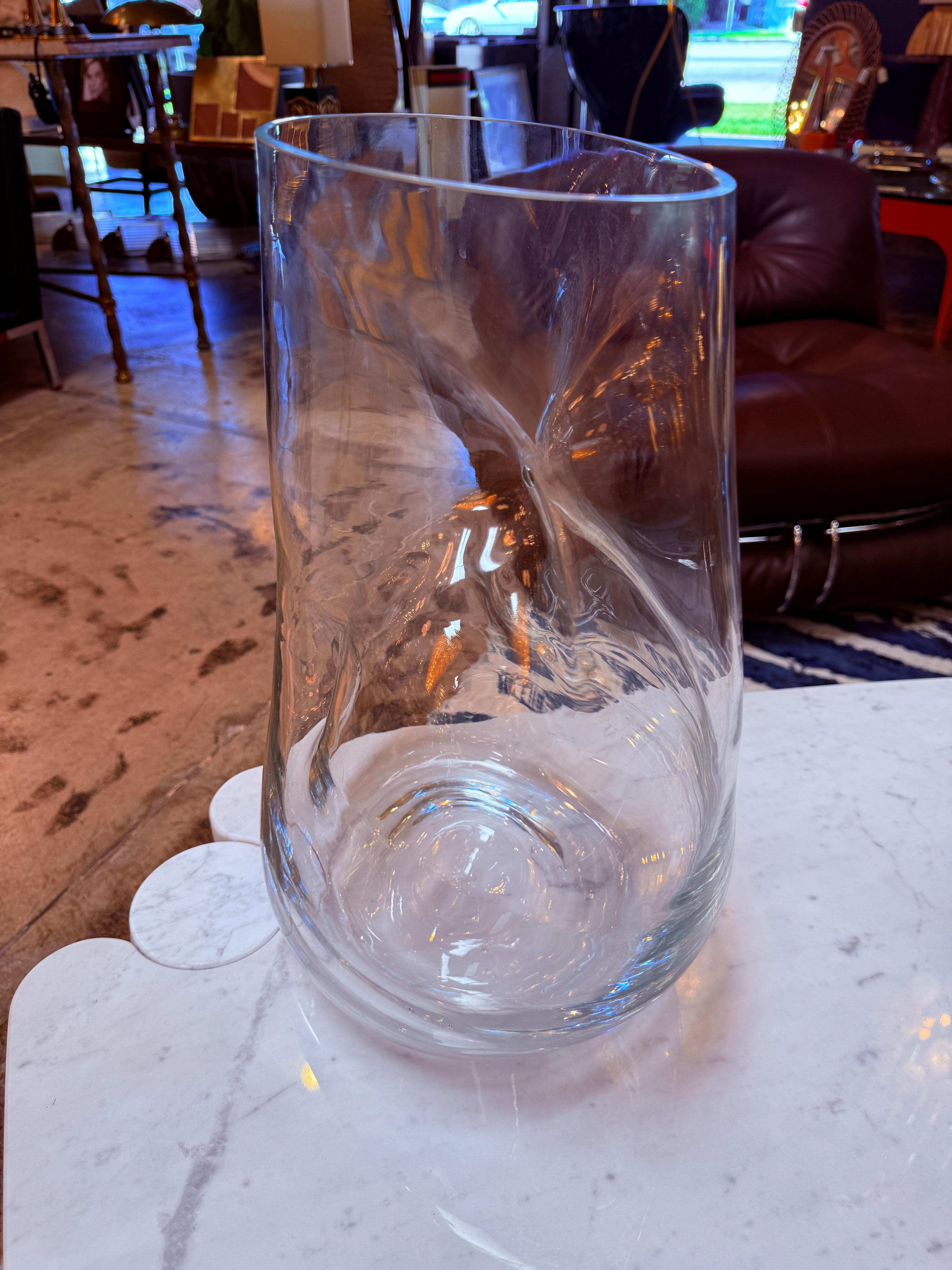 Late 20th Century Sculptural Italian Handblown Glass Vase, 1970s For Sale