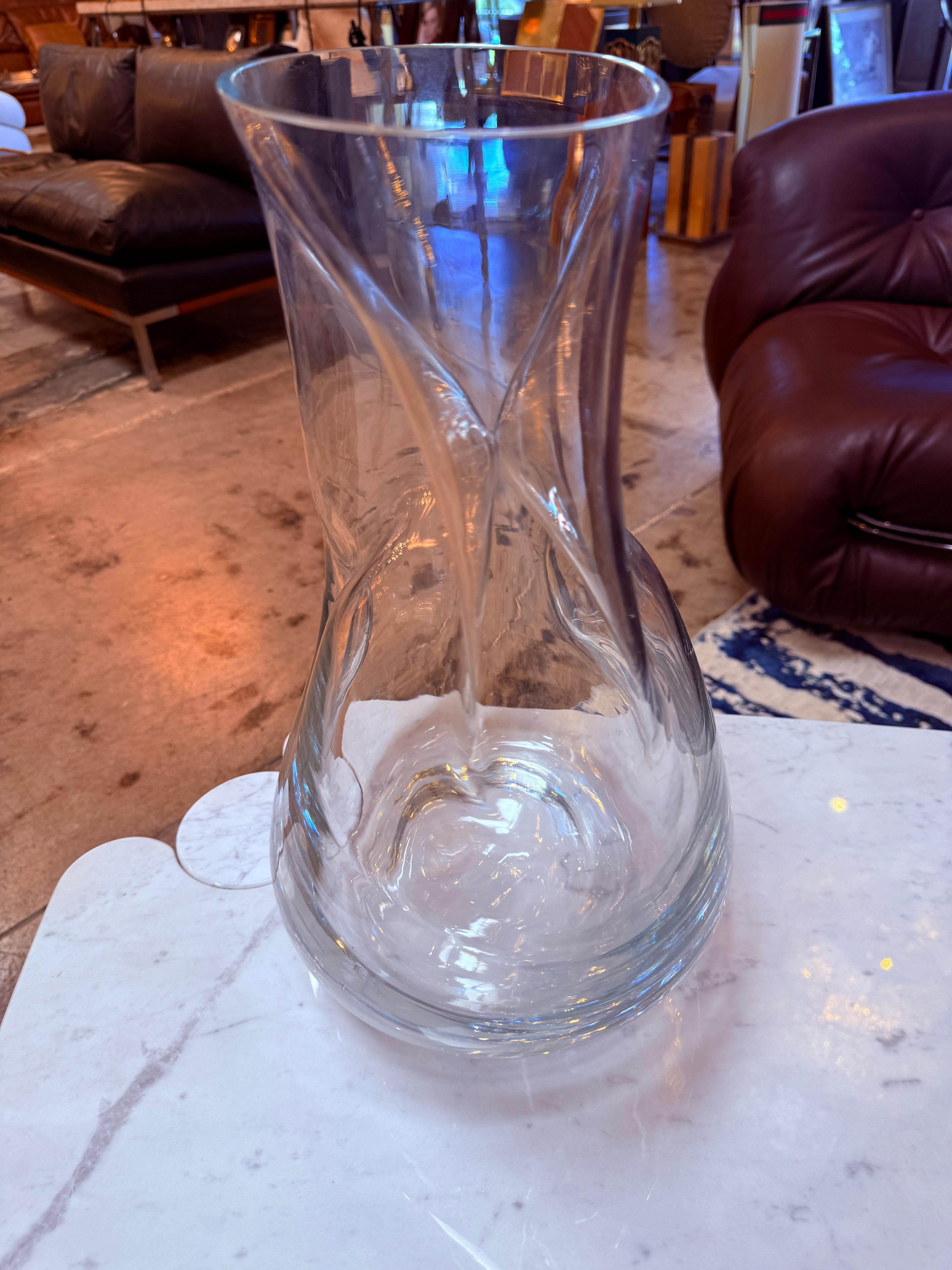 Art Glass Sculptural Italian Handblown Glass Vase, 1970s For Sale