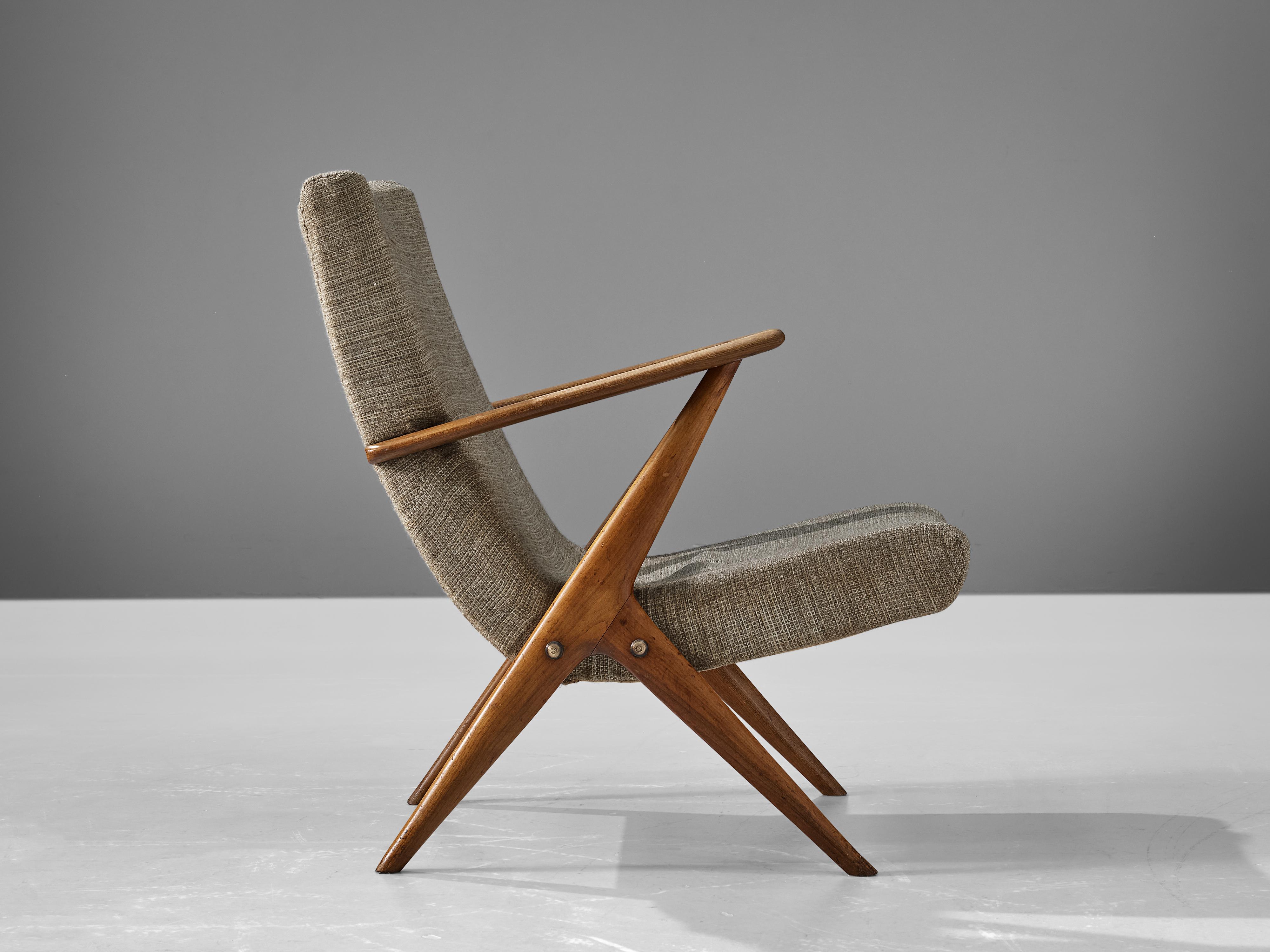 Mid-20th Century Sculptural Italian Lounge Chair in Cherry