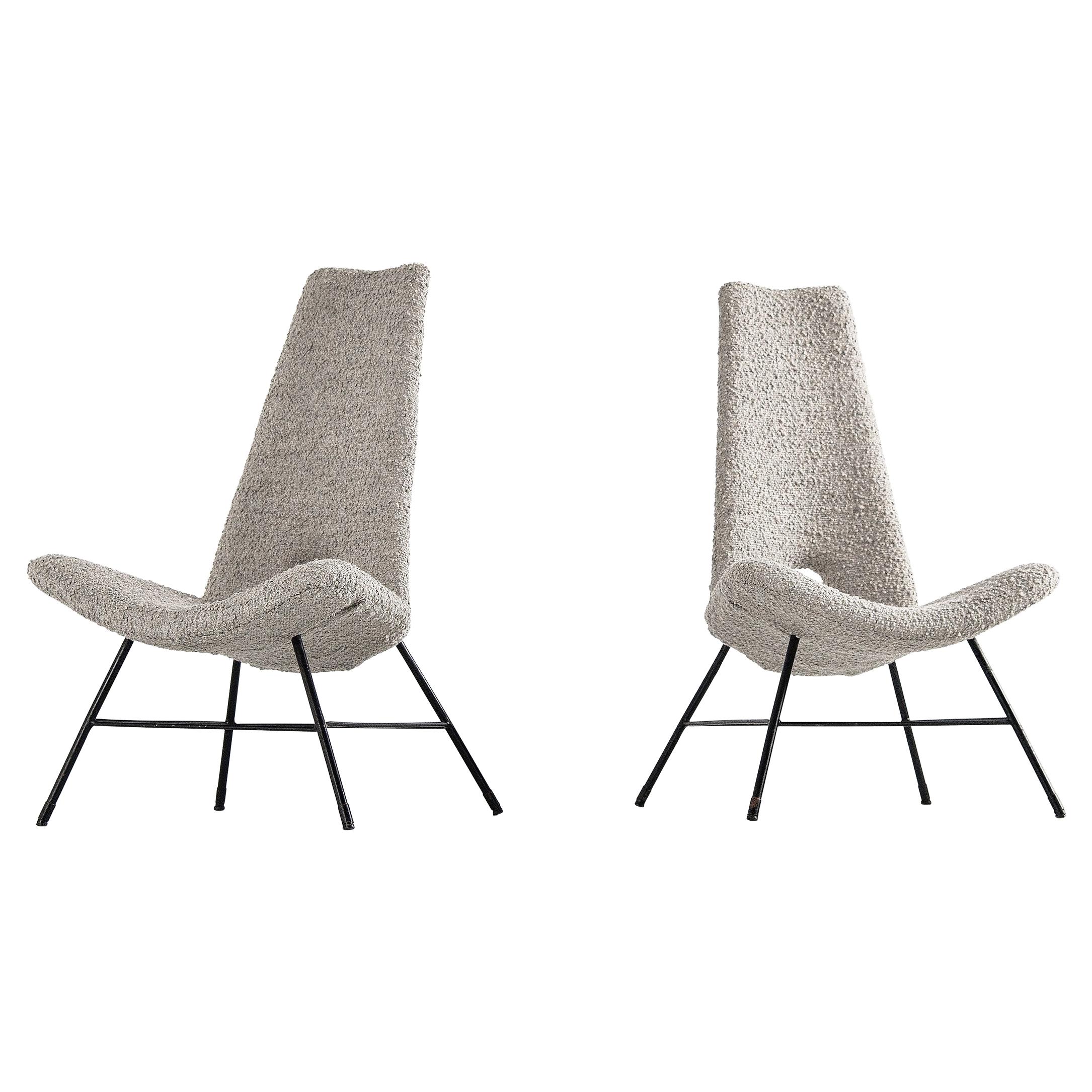 Sculptural Italian Lounge Chairs in Bouclé Fabric 1950